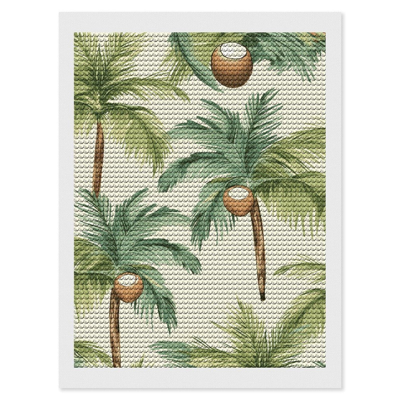 DWVTSLH Summer Coconut Tree Diamond Painting Kits for Adults, Personalized Diamond Photo Art Full Drill, DIY 5D Diamond Art Painting Kits for Beginners, Home Wall Decor 12"x16"