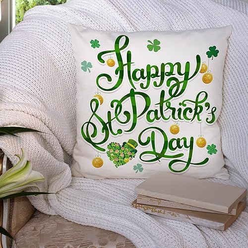 Miniatura 5 de Bonsai Tree Juego de 4 fundas de almohada del Día de San Patricio de 18 x 18 pulgadas, fundas de almohada para sofá del Día de San Patricio, duende,