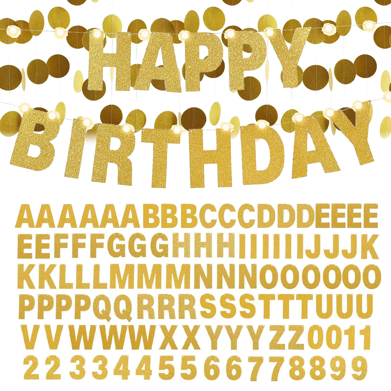 lafo Gold personalised banner, DIY personalised bunting with Sparkling Letters, Reusable for Birthday Party Welcome Home Wedding Decorations