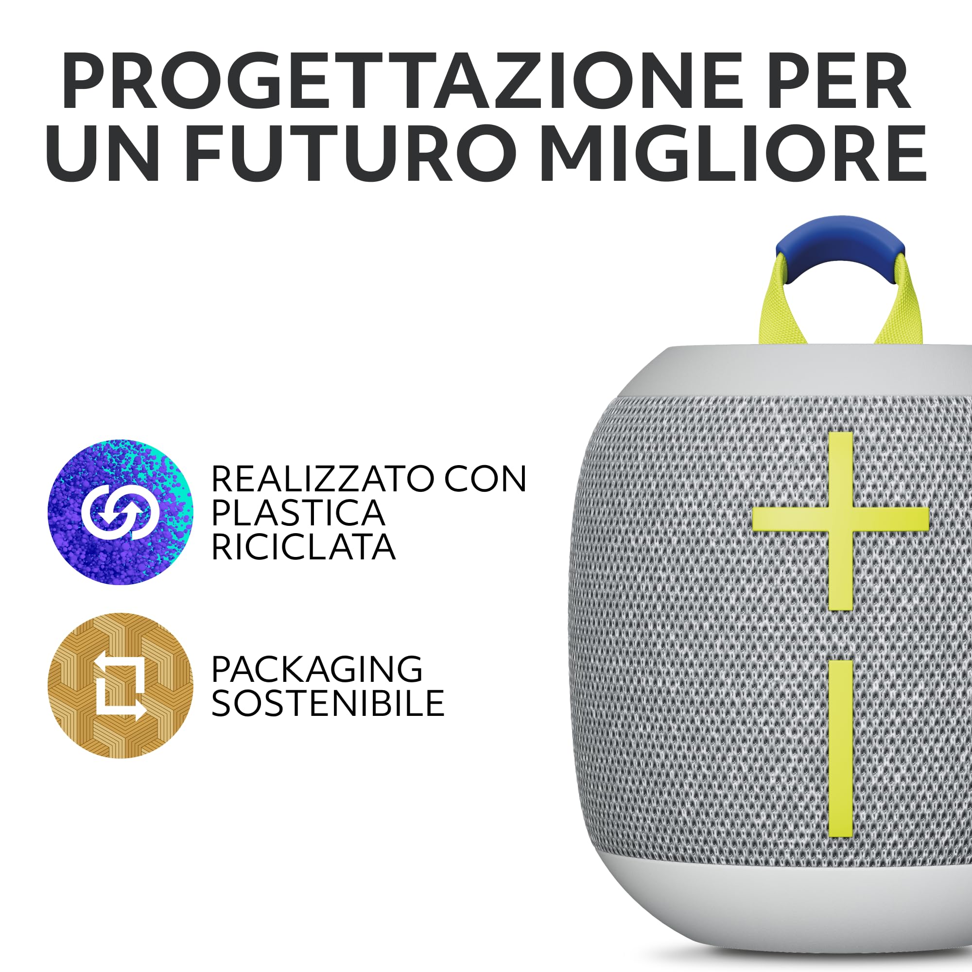 Ultimate Ears Wonderboom 4 Altoparlante Bluetooth portatile impermeabile con bassi grandi e suono a 360 gradi, altoparlante galleggiante antipolvere con portata di 40 m, bianco