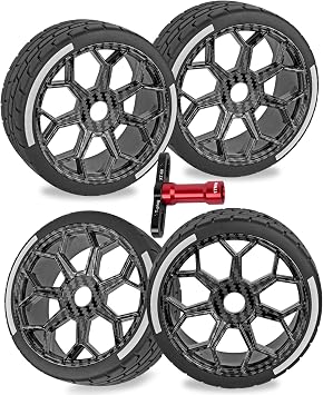 RC Wheels and Tires for 1/8 Typhon 6S BLX,1/7 Infraction 6S BLX,Limitless,RC Wheels and RC Tires Soft Tires Truck Tire Highway Tires,Black with Carbon