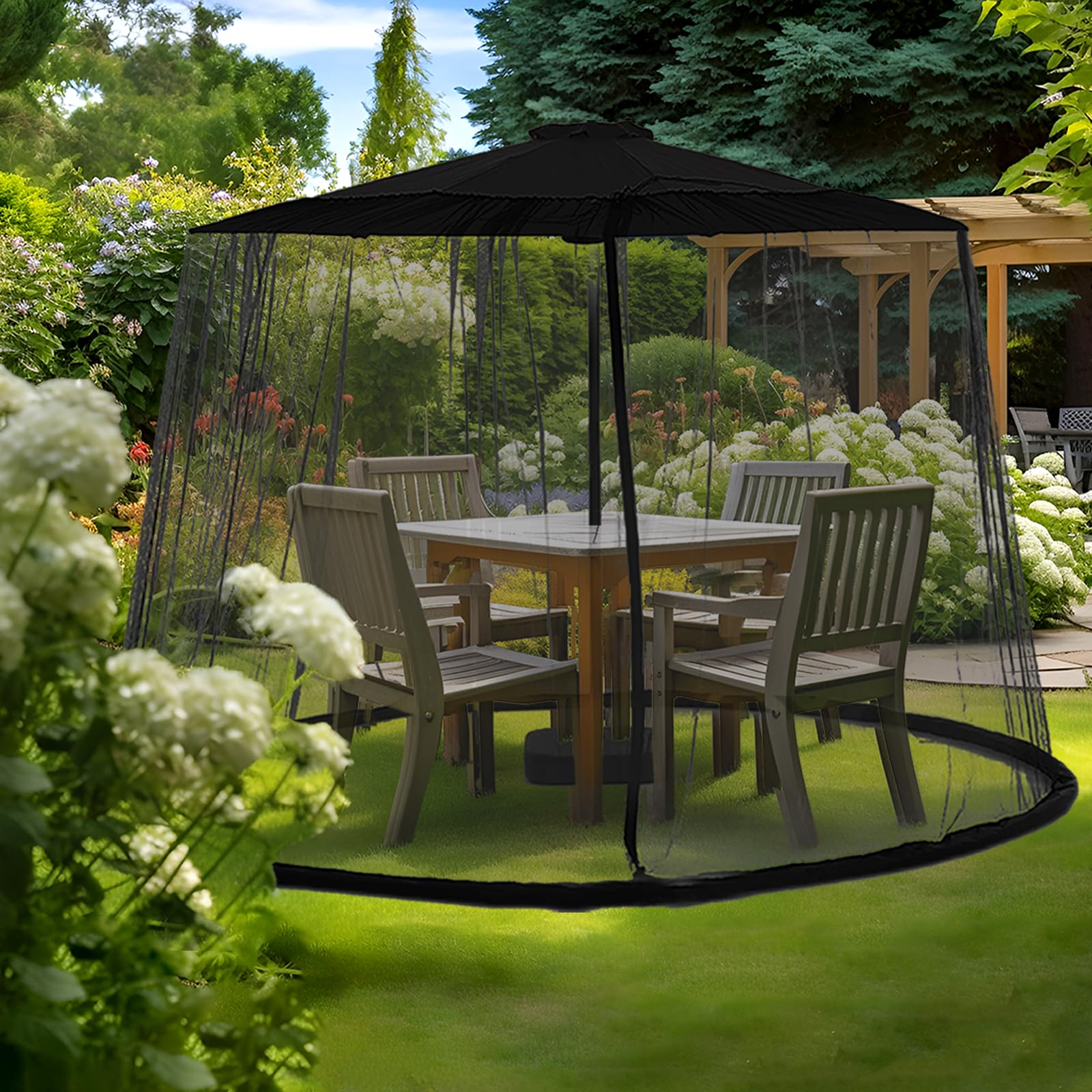 Zanzariera per Ombrellone da Giardino, dellyy 2.3 * 3M Ombrellone da Giardino Zanzariera, Gazebo Zanzariera da Esterno Giardino, per padiglione da Padiglione, Pergolato, Terrazzo, Balcone