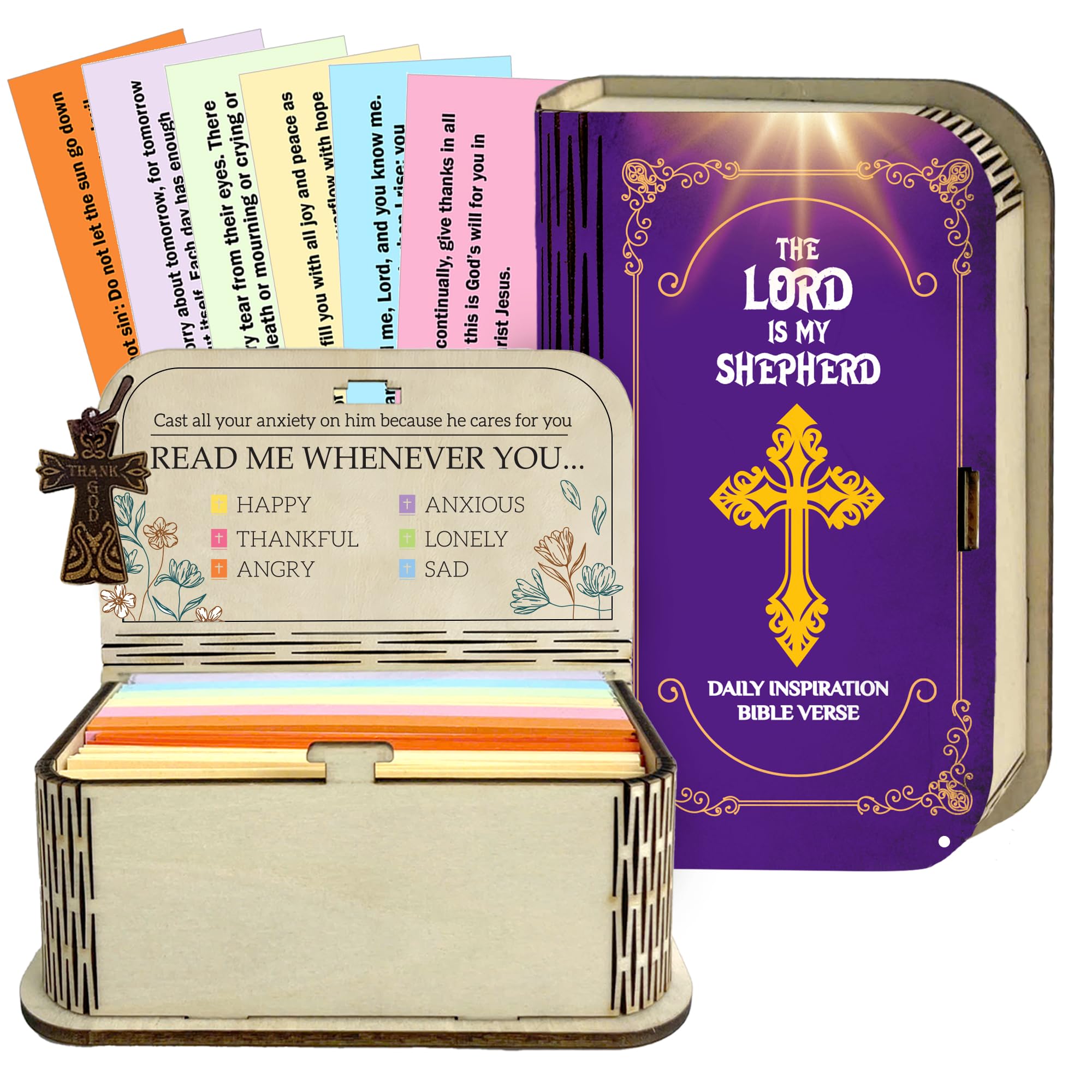 NETHOMEWOODS Handmade Bible Verse Cards Box (150 pcs), Bible Verses With Wooden Box for Emotion, Inspirational Bible Gifts, Mom Gifts, Graduation Gift