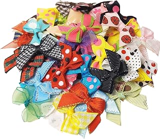50pc Mini Ribbon Bows for Present Wrapping Home Decor Wedding Party Crafts DIY Card Making and Christmas Craft Projects, Multi Colors
