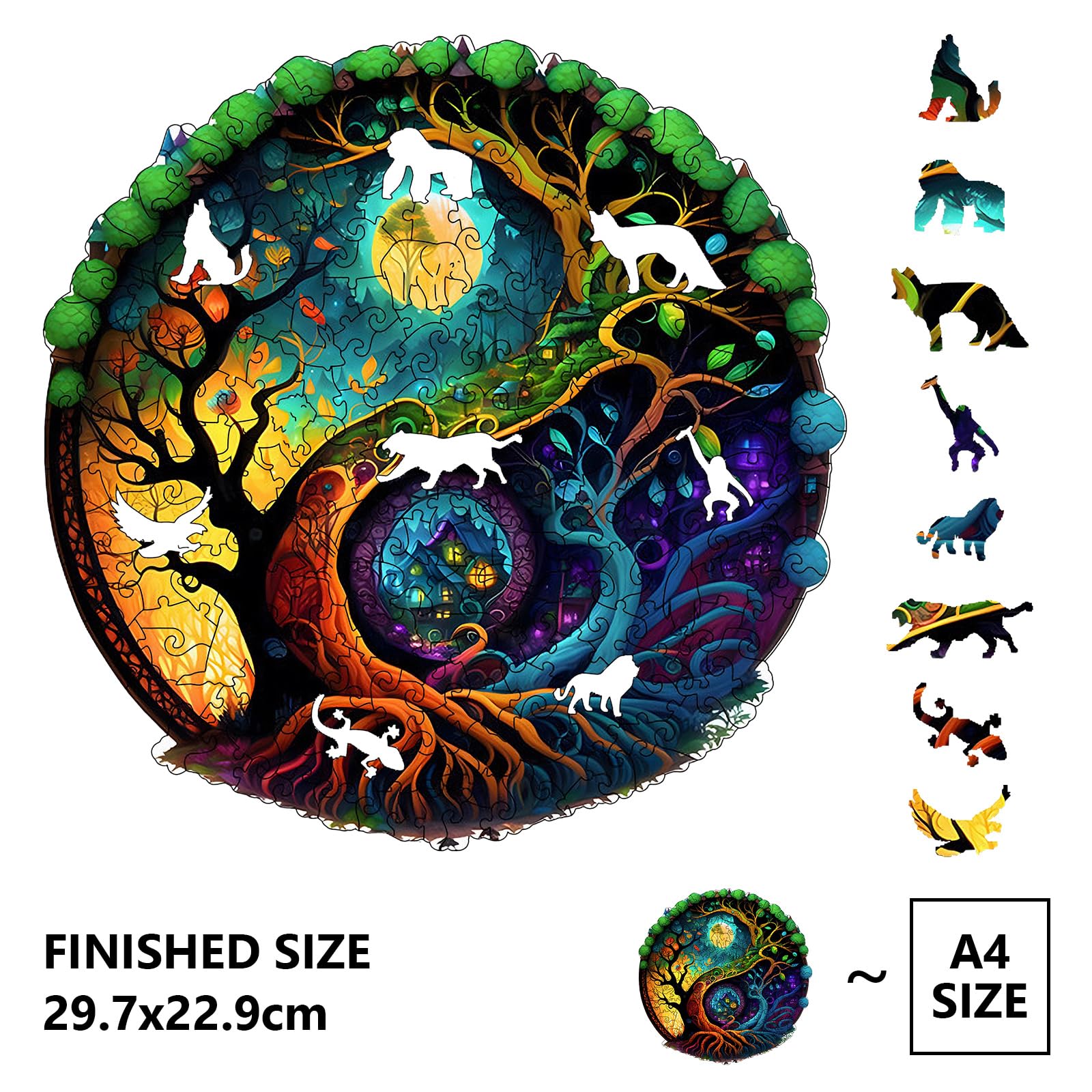 Cuteefun Puzzle in Legno per Adulti Puzzle Animale di Forma Albero di Cabina in Legno Puzzle per Regalo Famiglia