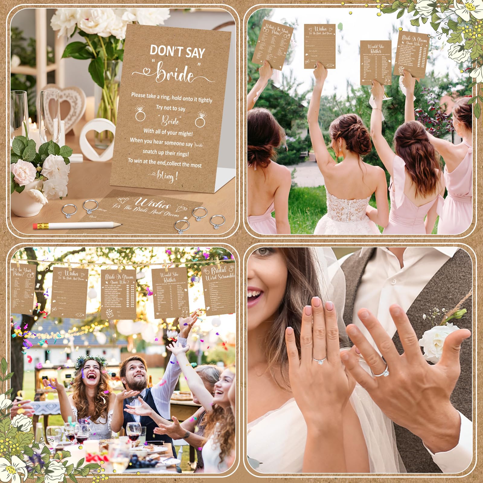 Estune 331 Pcs Bridal Shower Games Kit - Includes Cards, Advice Box, Rings & Pencils