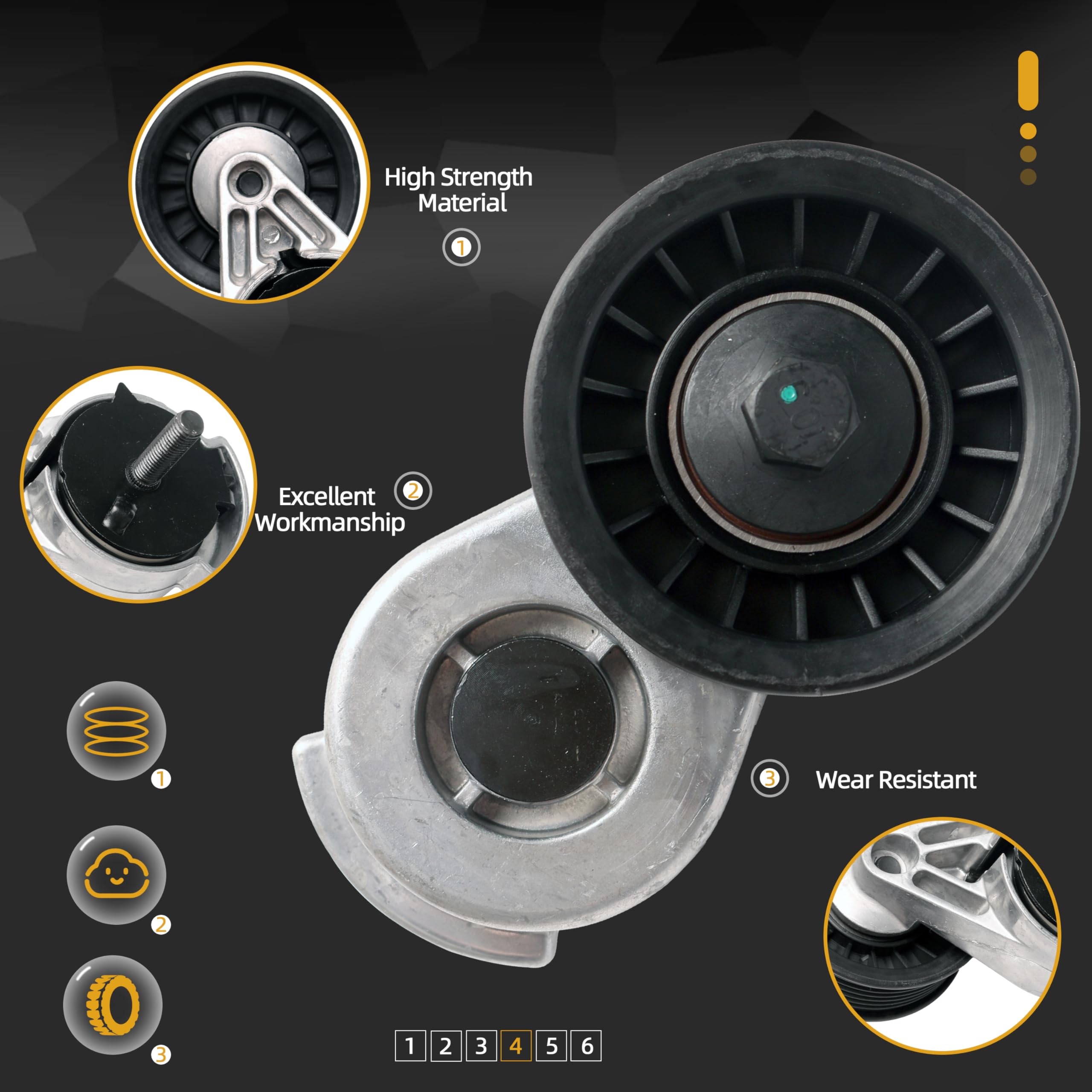 Belt Tensioner Serpentine With Pulley For Mitsubishi, Dodge, Jeep - Foto 7