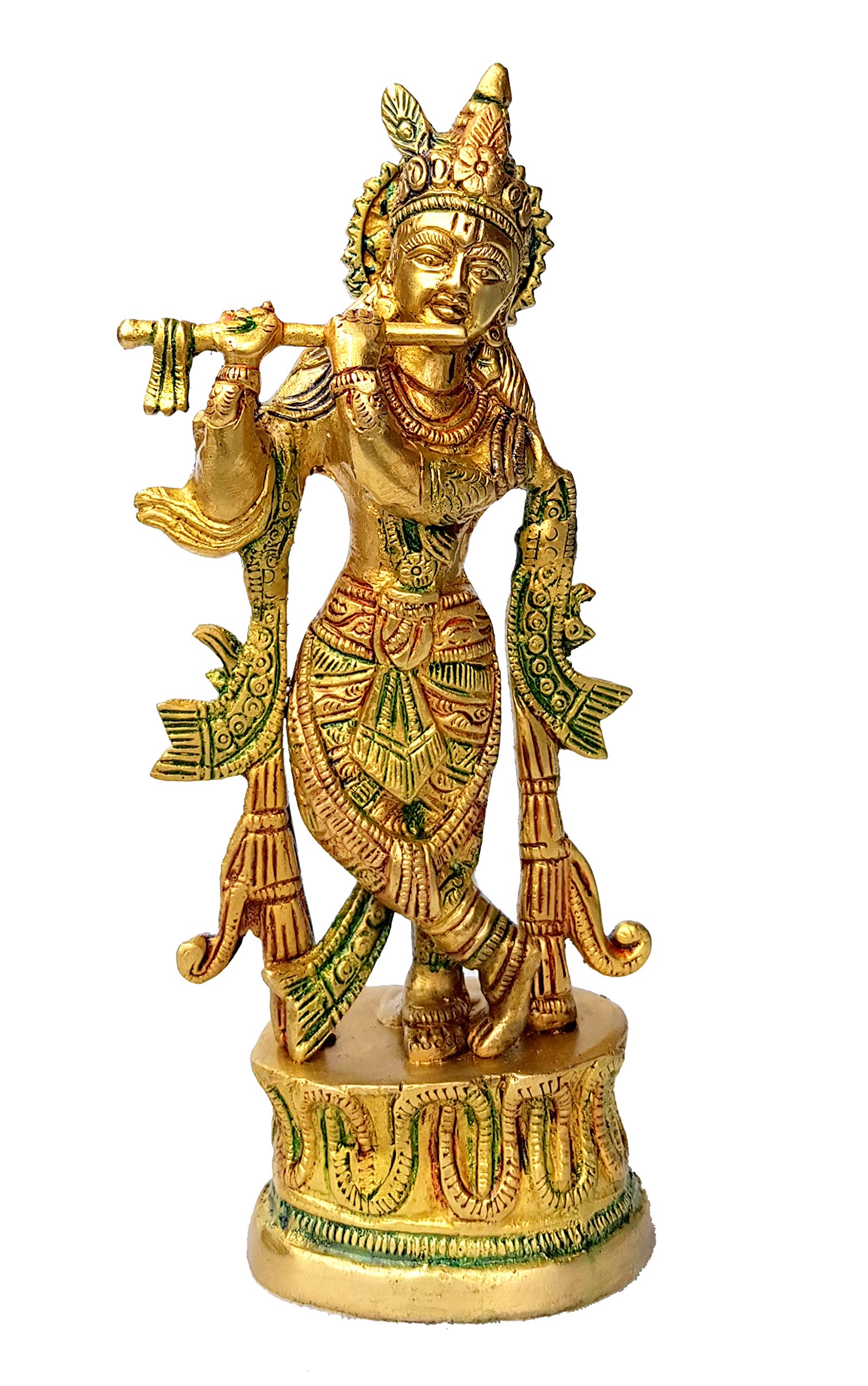 StonKraft Brass Krishna Laddu Gopal Kanha Makhan Chor (Krishna 9"), Bronze