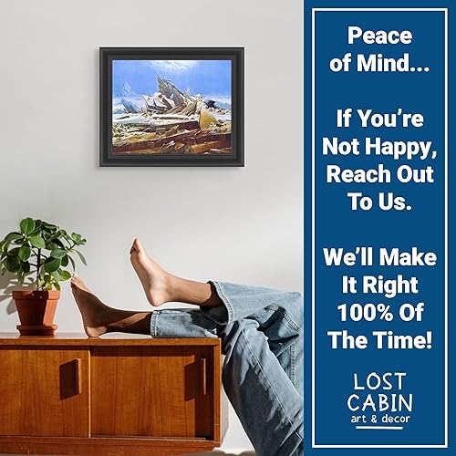 Miniatura 5 de Cabaña perdida El mar de hielo por Caspar David Friedrich  Impresión en marco plano negro  Reproducción de pinturas de obras de arte finas  Póster