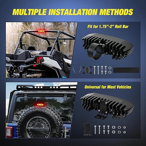 Miniatura 4 de Nilight UTV LED Chase - Luz de freno universal de 1.75 a 2.0 pulgadas, montaje en barra rodante, luz estroboscópica de carga inversa para UTV, ATV,