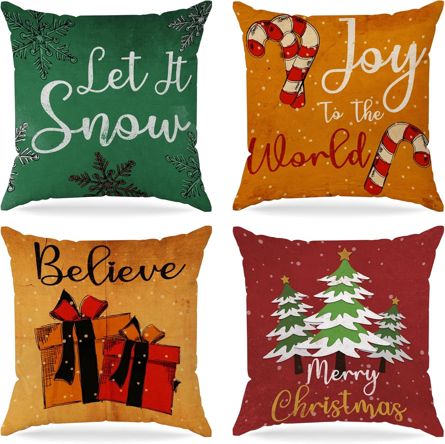 Christmas Pillow Covers 18x18 Set of 4 Winter Throw Pillow