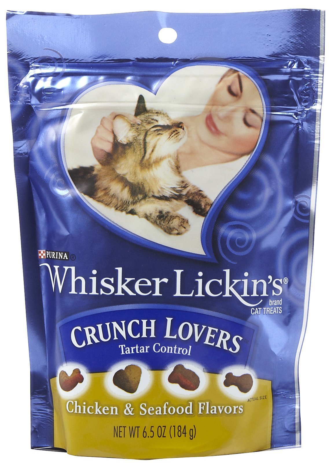 Purina Whisker Lickens Crunch Lovers Tartar Control Chicken and Seafood Pet Food, 6.50 oz.