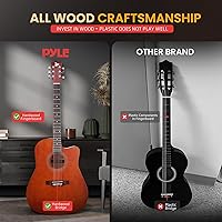 Vista 2 de Pyle Kit de guitarra acústica de cuerda de acero, 4/4 de tamaño completo, Guitarra Acustica de madera recortada con juego de accesorios de primera