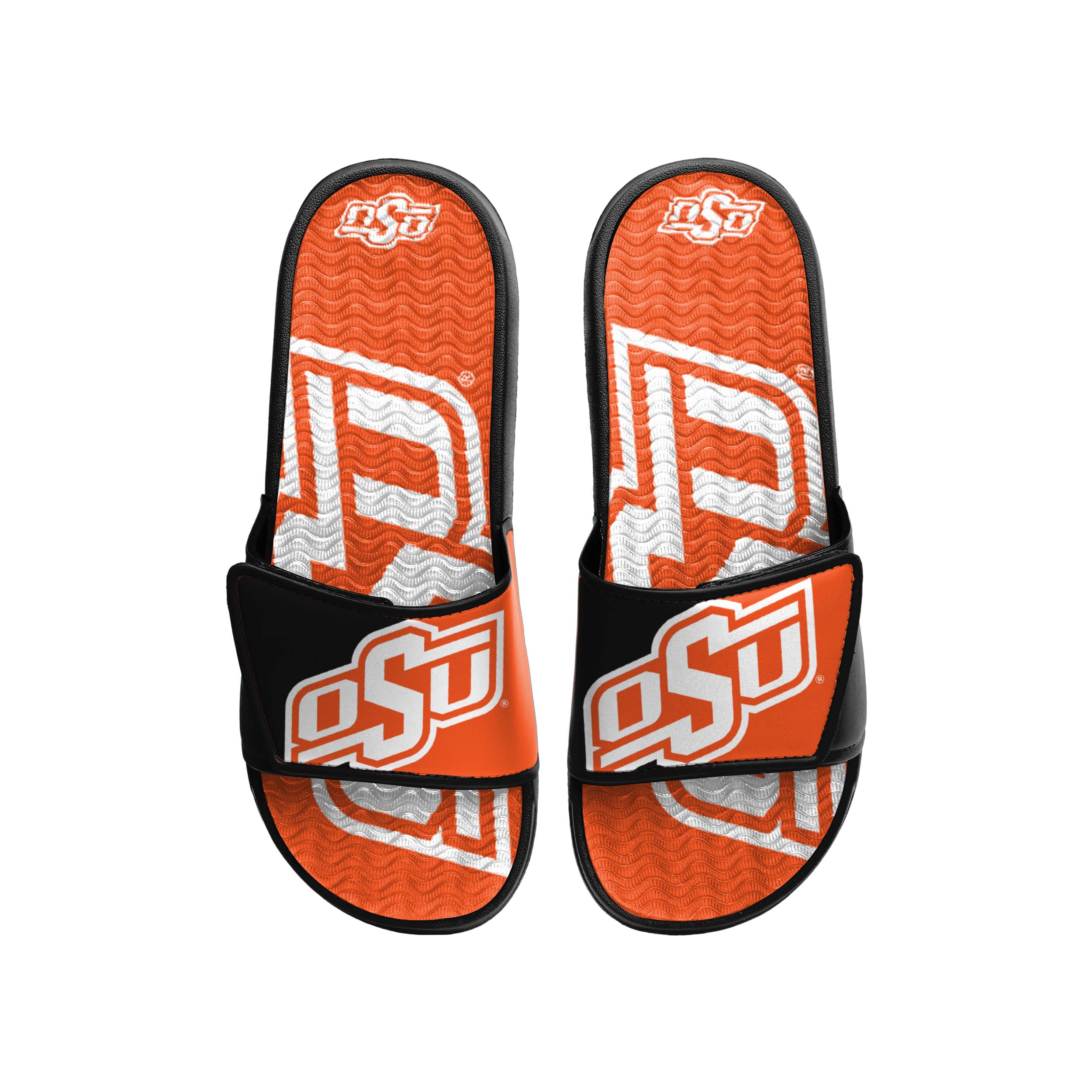 FOCO Oklahoma State Cowboys NCAA Mens Colorblock Big Logo Gel Slides - M
