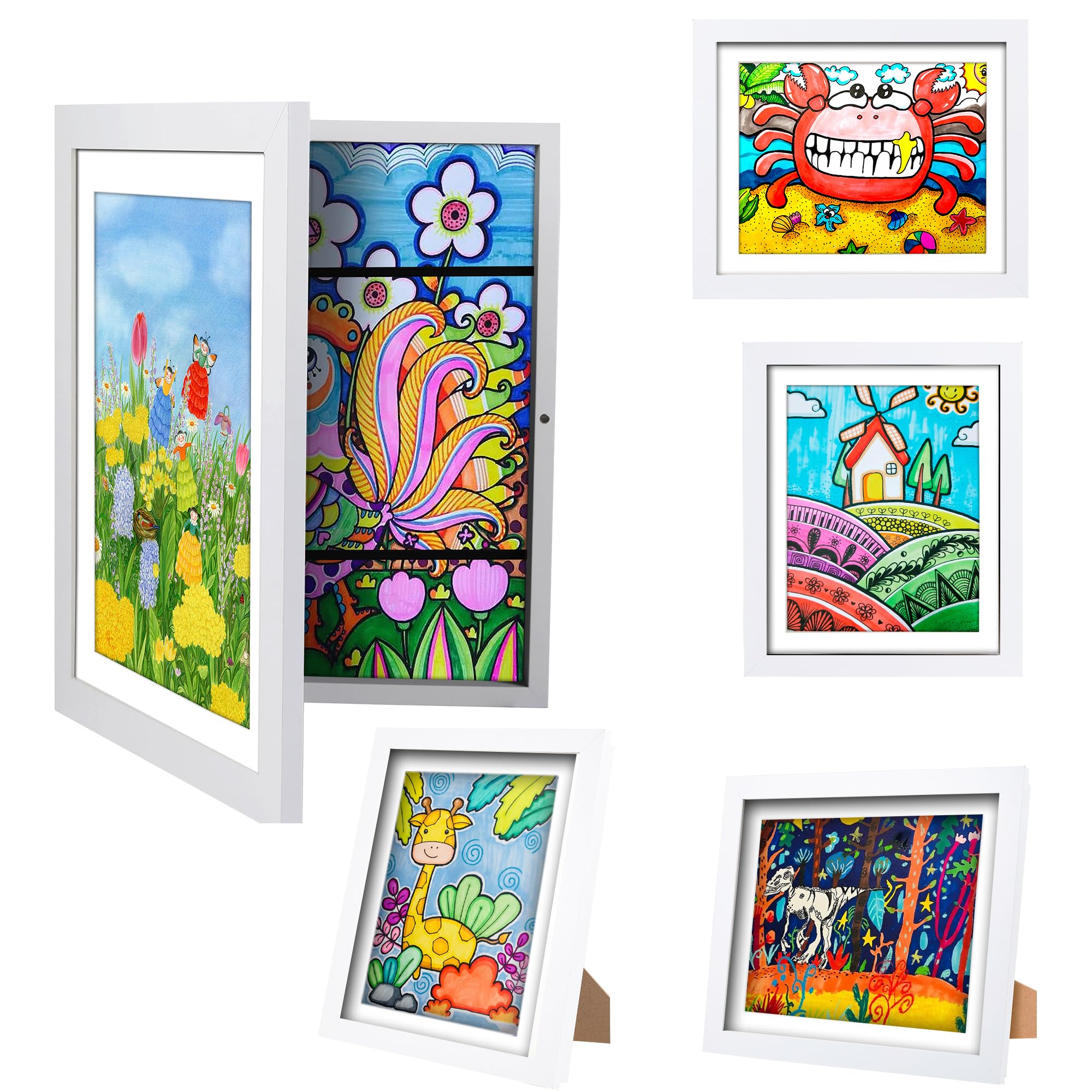 Bilderrahmen Kinderzeichnungen, 2 Stück A4 Befüllba Kunstfotorahmen Kinder,25,4 x 32,8 cm,Frontöffnung Kunstwerke, Ideal für, Kunstprojekte, Schule, Zuhause (holz)