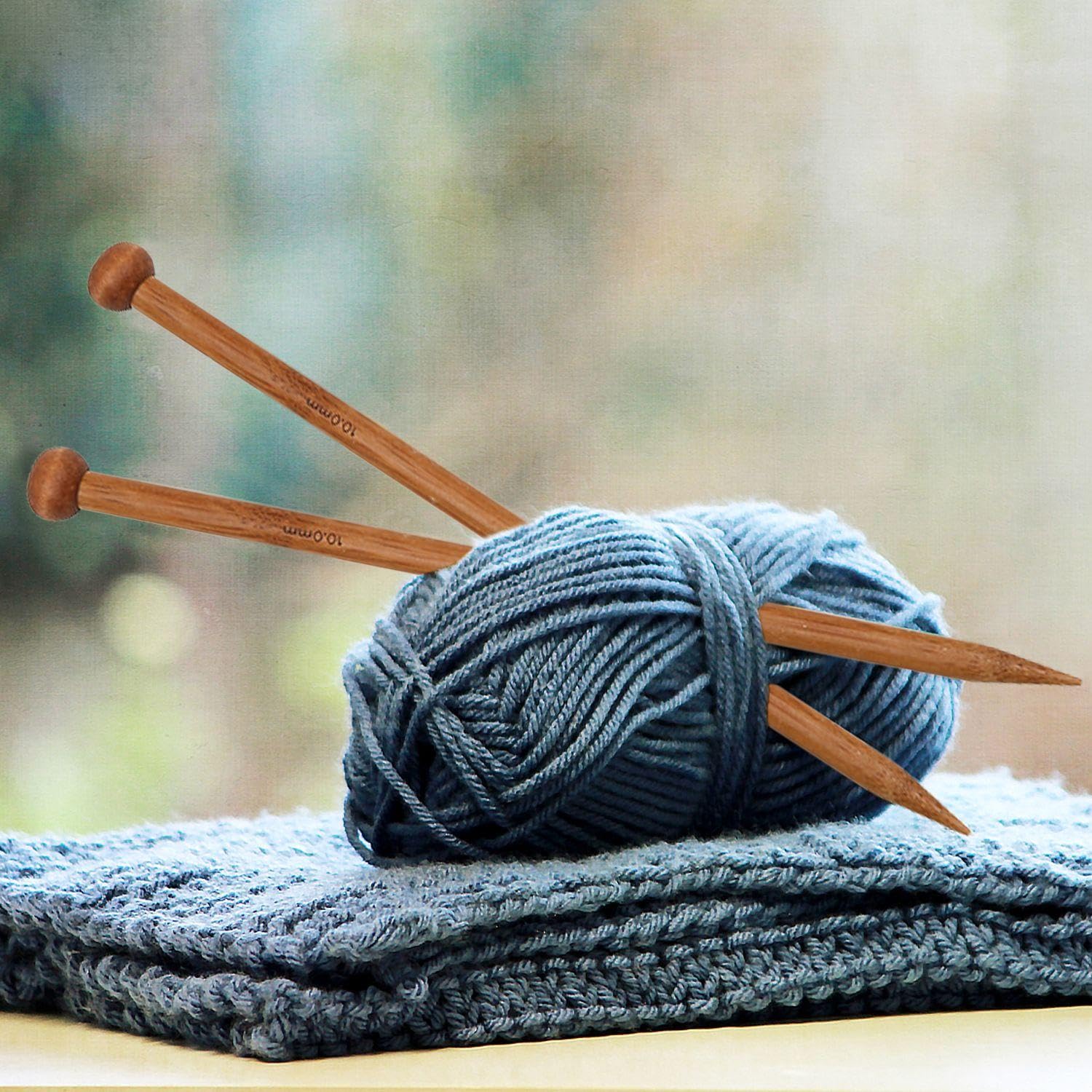 Kit Tricot 14 Pièces - Aiguilles Bambou Carbonisé 6/8/10mm + Marqueurs Multicolores - Pour Pulls Et Écharpes
