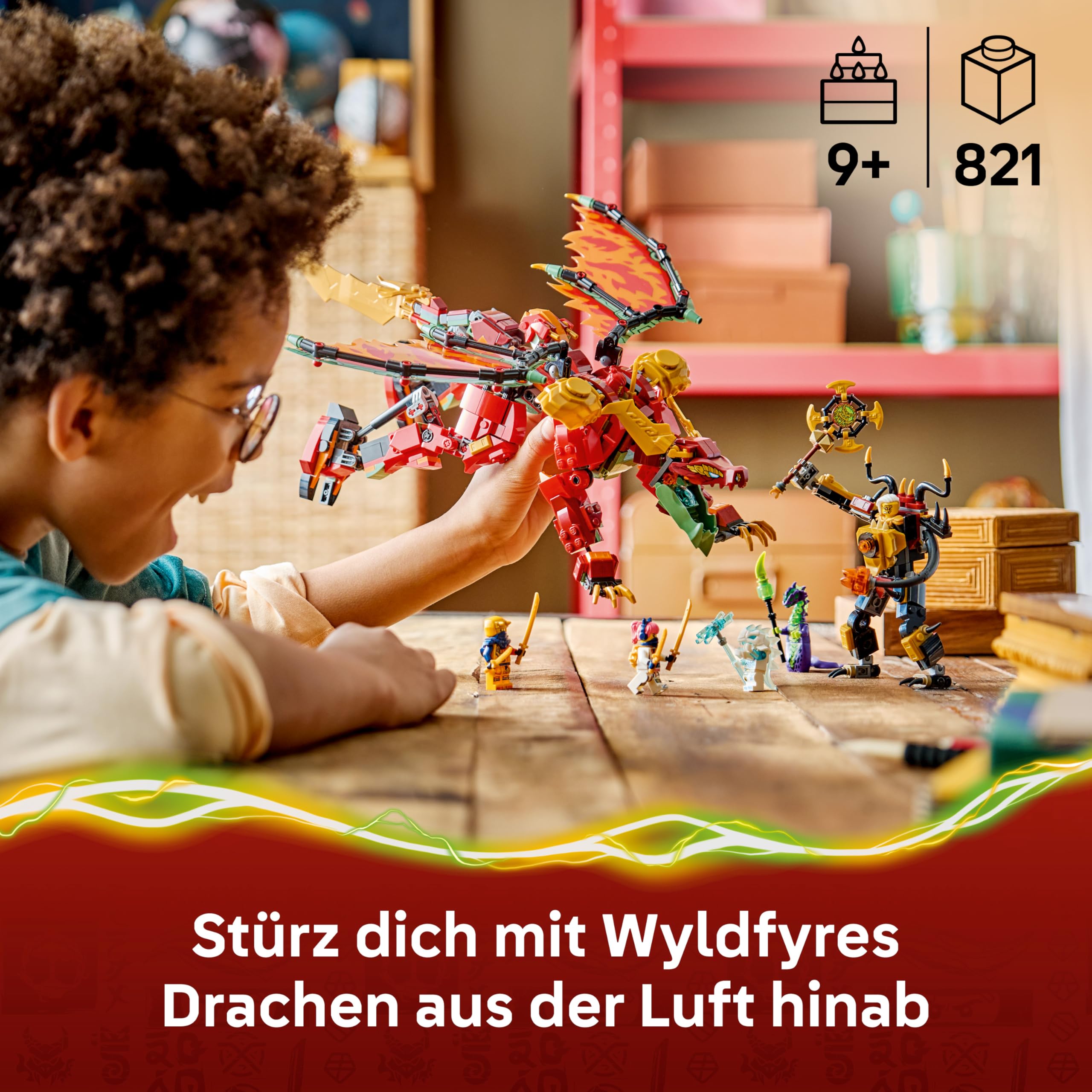 LEGO NINJAGO Wyldfyres Drachenmech - 2-in-1 Ninja-Actionfigur mit Mech von Kaiserin Beatrix und 6 Minifiguren - Geschenkidee zum Geburtstag für Jungen ab 9 Jahren und Fans - 71868