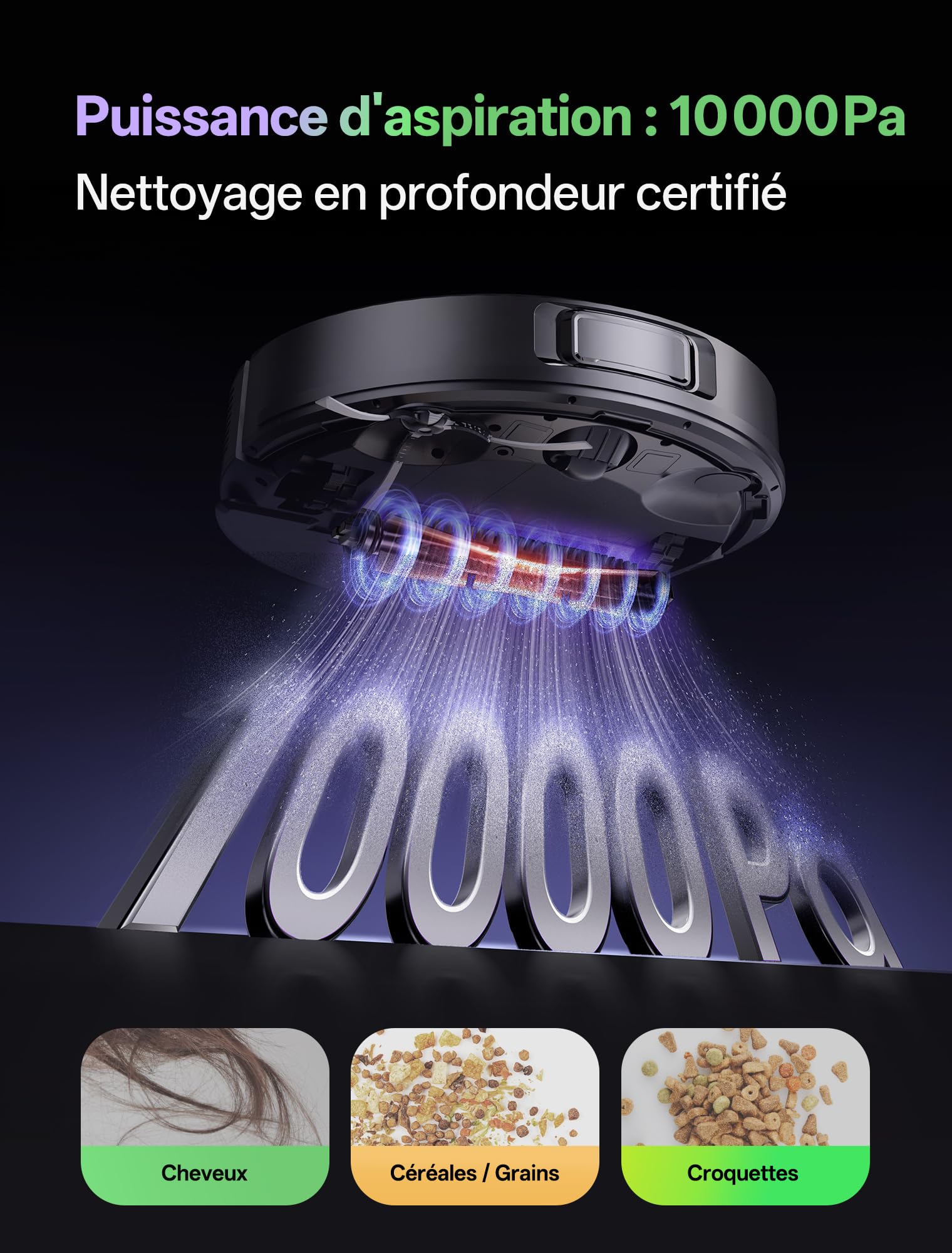 Vexilar W15 Robot aspirateur Laveur 10,000Pa avec Station sans Sac Vidage Automatique, Navigation LiDAR & Cartographie,180Min, Connecté par Remote/APP/Alexa,Idéal pour Tapis Poils d'animaux