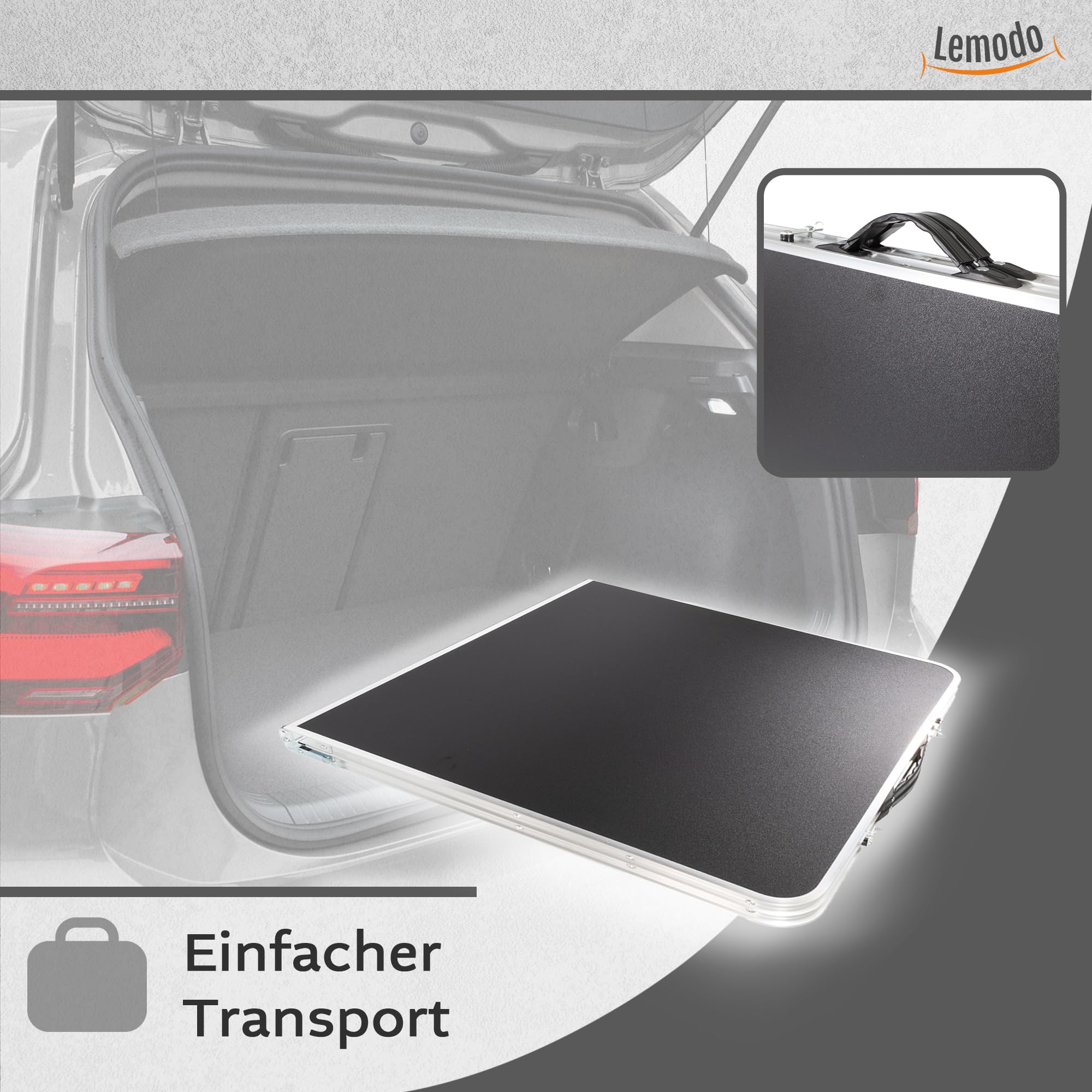 Lemodo Campingtisch schwarz klappbar | Klapptisch 3-Fach höhenverstellbar | Falttisch 120 x 60 cm | Leicht zu transportierender Partytisch | Koffertisch für Verschiedene Anwendungen
