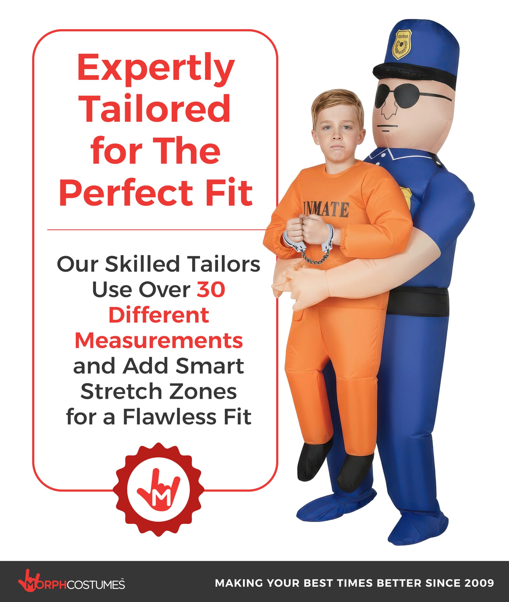 Morph Aufblasbares Kinderkostüm Polizei, Carry Me Design, Perfekt für Fasching und Karneval