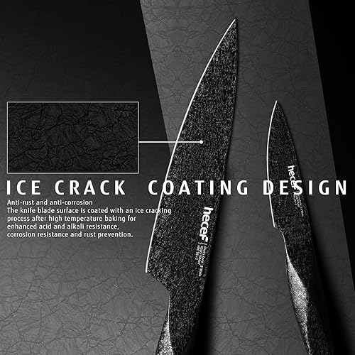 Miniatura 2 de hecef Cuchillo de pelar pequeño de 3.5 pulgadas con revestimiento de grietas de hielo, cuchillo de acero inoxidable ultra afilado para cocina, color