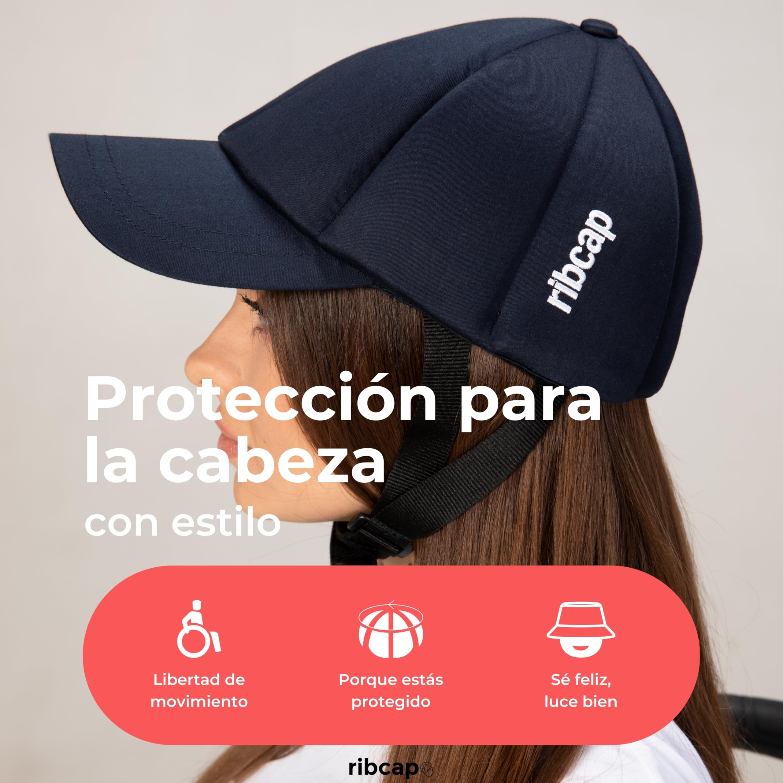 Ribcap Gorra de béisbol Azul Marino | Casco Protector Blando | Epilepsia