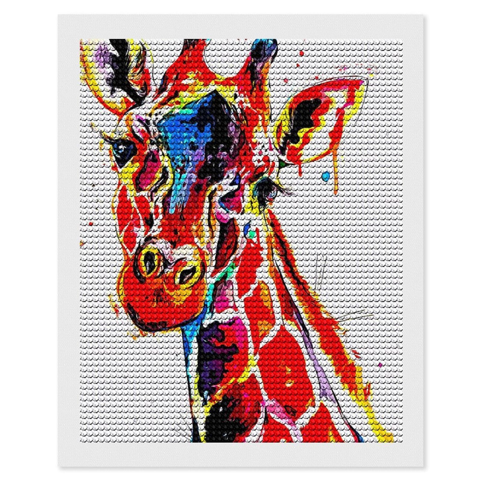 Junmoney Giraffe Diamond Painting Kit 16"x20", Adhesive Canvas, Home Wall Decor, for Beginners, Birthday Gift, Full Kit Included