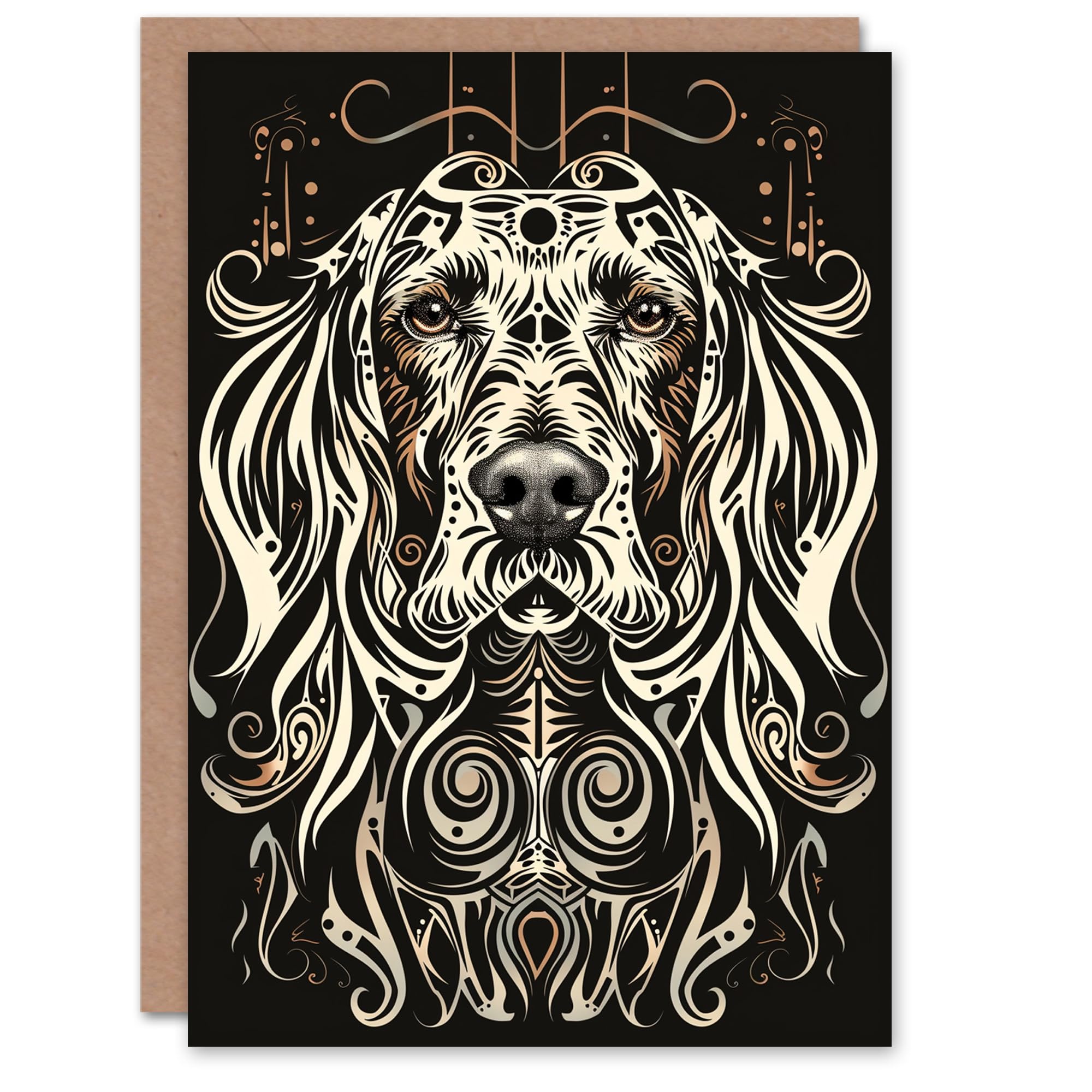 Artery8 Tribal Pattern Springer Spaniel Design Dog Lover Blank For Him Or Her Art Birthday Card