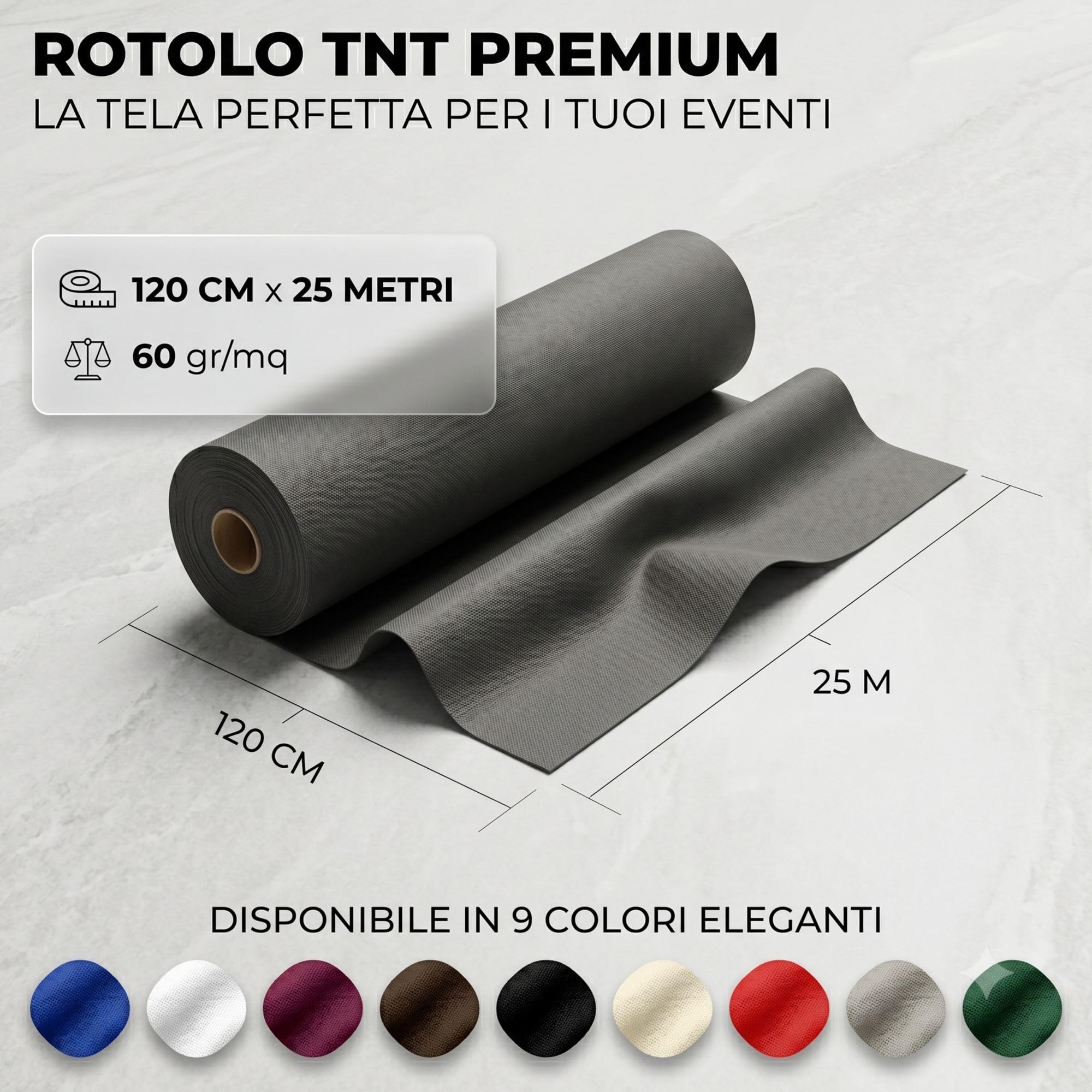 Generico ROTOLO TNT DA 120 CM X 25 METRI - 60gr | TOVAGLIA USA E GETTA COPERTURA INTERNI ESTERNI TAVOLI FESTE CERIMONIE EVENTI FIORISTA 1,20 metri x 25 mt (Verde Bottiglia)