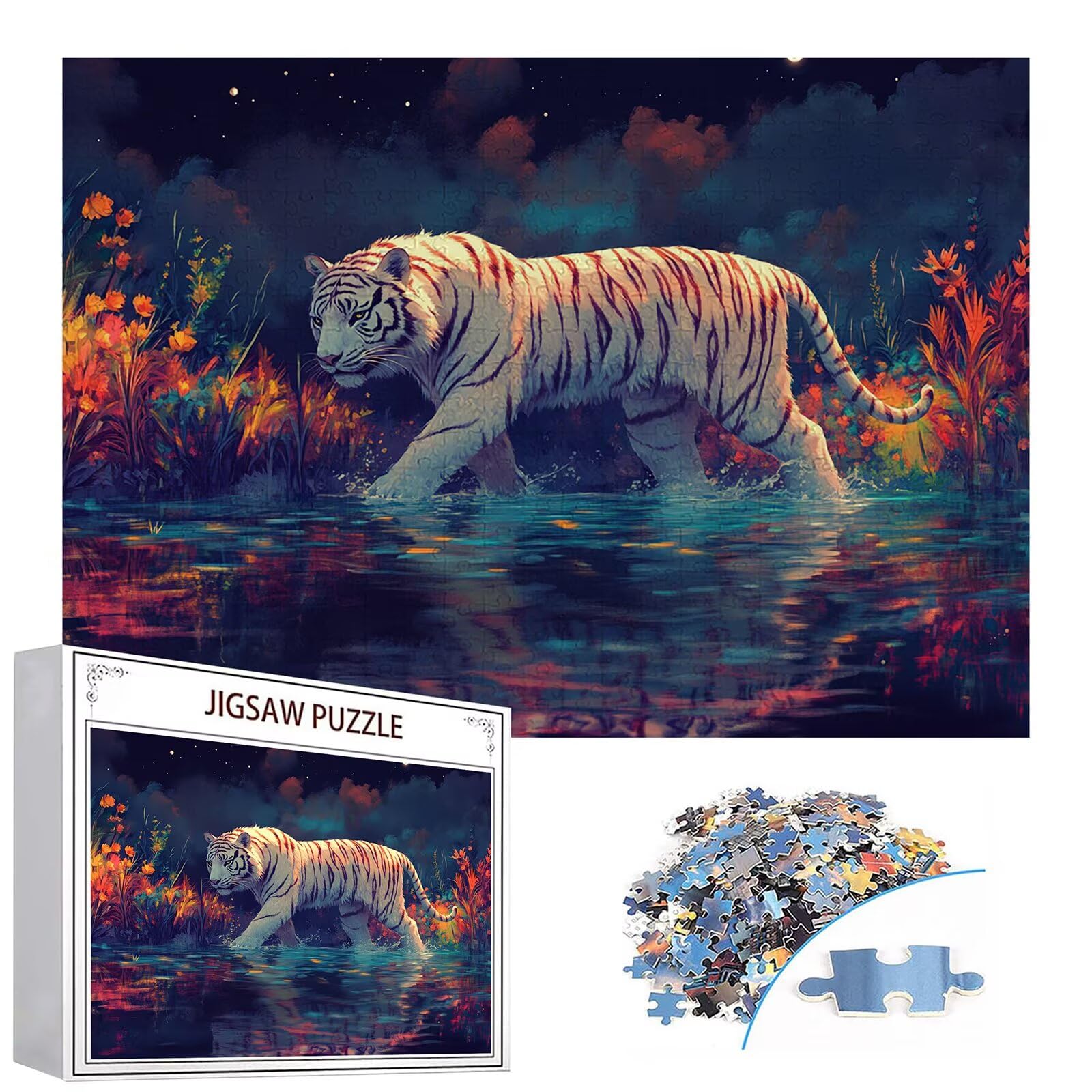 Puzzle 3000 elementów Zwierzę Dorosły Tygrys 122 x 81 cm Unikalne Rzemiosło Klasyczne 3D Drewniane układanki do rodzinnych gier aktywnych, układanka do samodzielnego wykonania nawet do dekoracji ścian