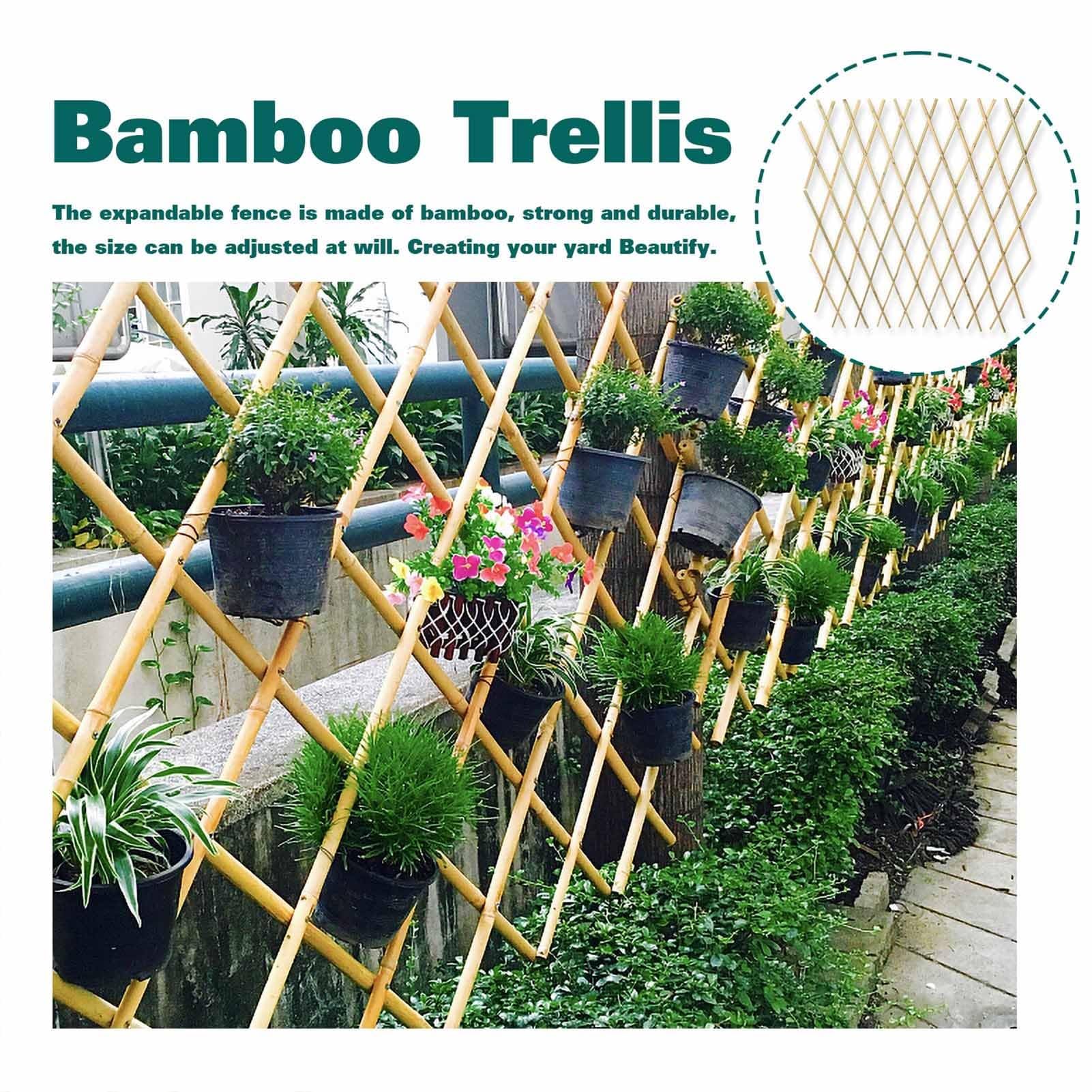 Enrejado de bambú Extensible, Valla de celosía para jardín, Valla Extensible para Plantas trepadoras, vides y Hiedra, Barrera para Mascotas y Perros(80x200cm)