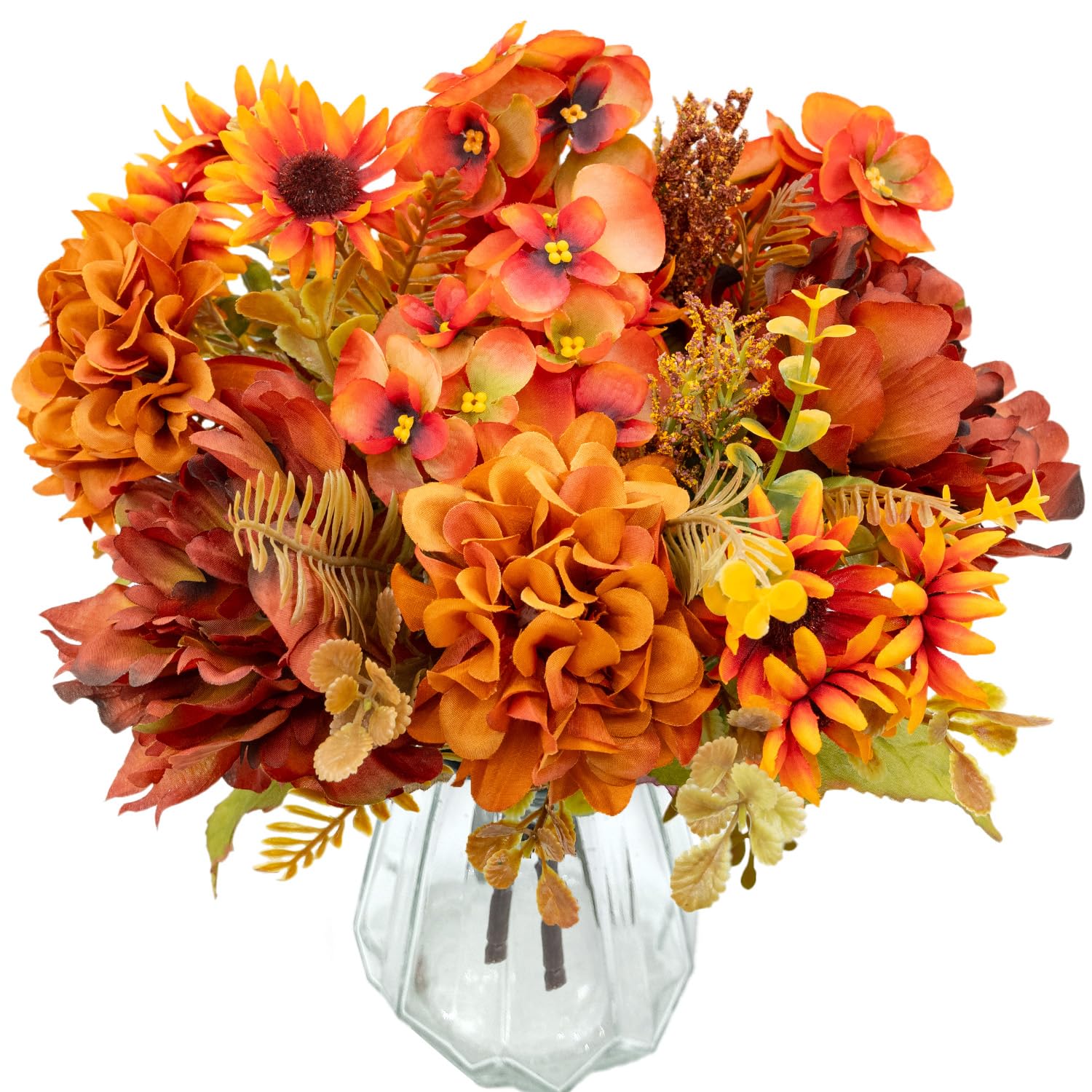 Mutcolor 2 Pcs Fall Flowers Artificial for Decoration Silk Flowers Bouquet Fake Mums Faux Fall Floral Arrangements for Indoor Outdoor Home Garden