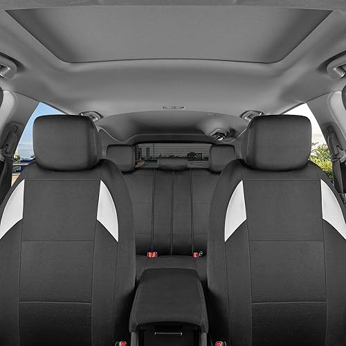 Miniatura 3 de BDK carXS Monaco - Juego completo de fundas para asiento de automóvil, fundas de asiento delantero tri-tono negro con asiento trasero de banco