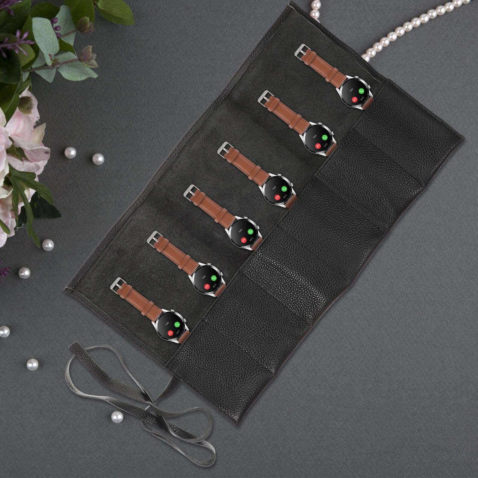Bolsa de Cuero Organizador Compacto para Guardar Relojes Diseño de Cremallera Portátil y Elegante para Viaje y Almacenamiento de Relojes para Entusiastas
