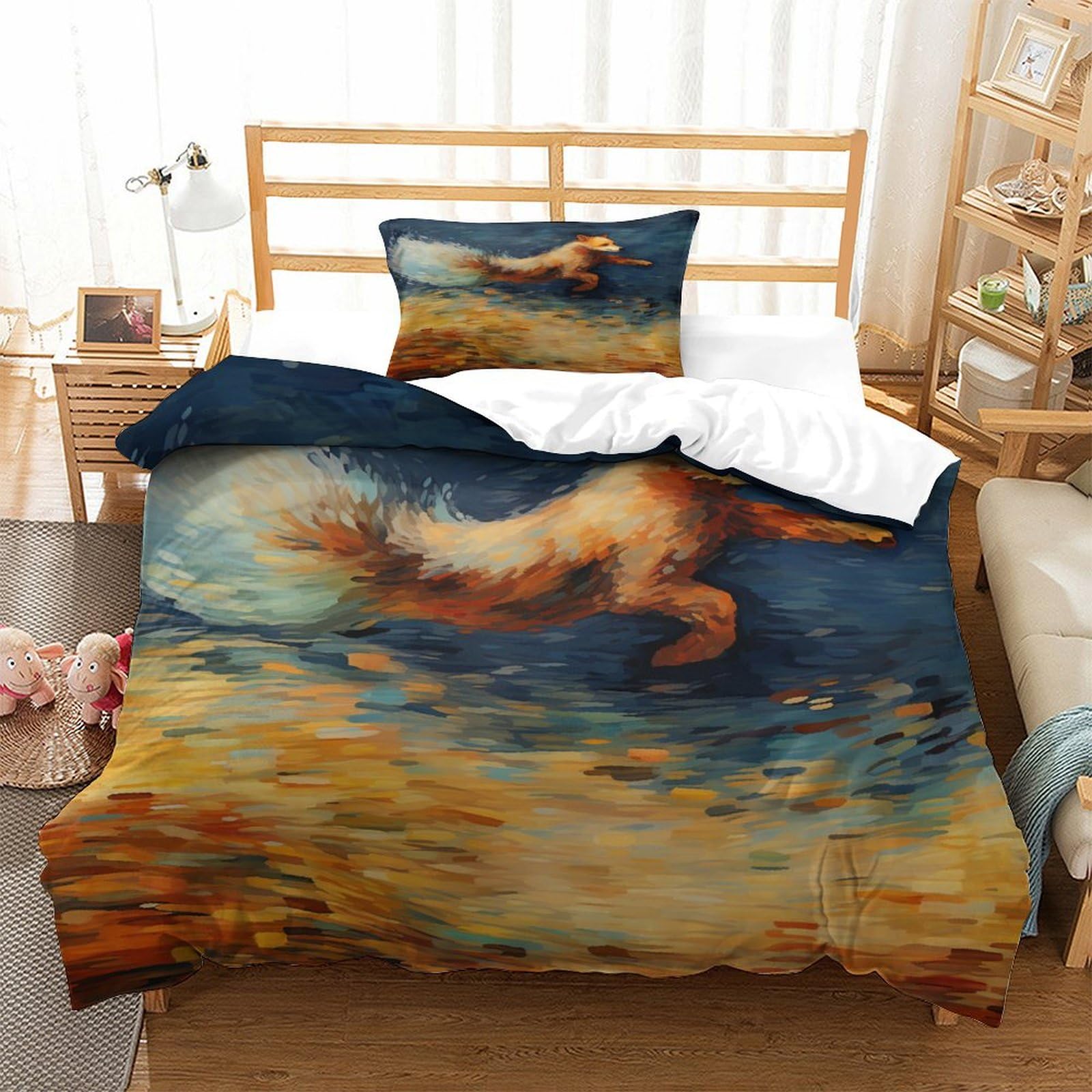 P1S9U7W5Y Dreamy Horse 3D Printed Duvet Cover Set 3pcs Microfiber Wild Horse Bedding Set Single
