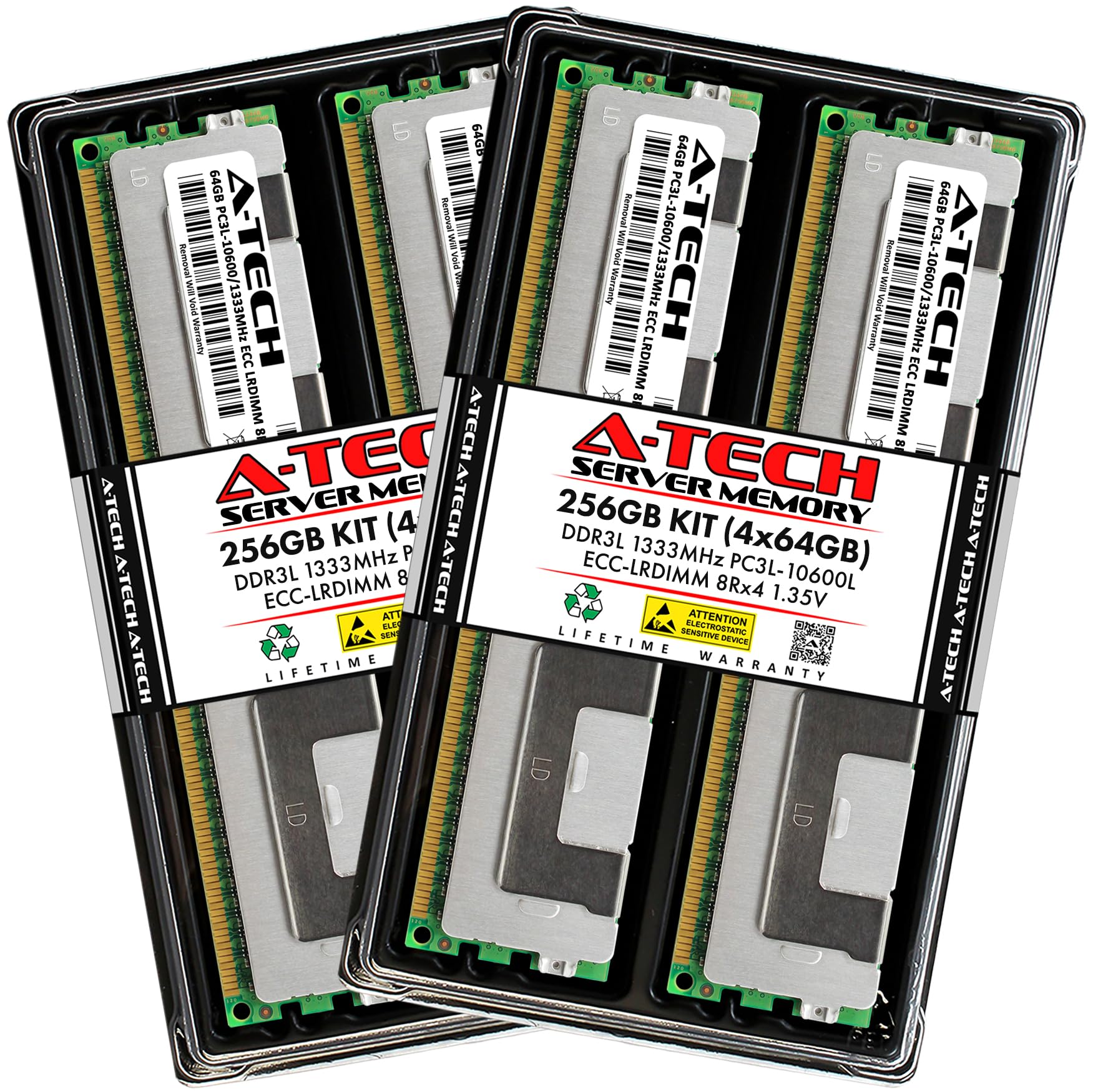 A-Tech 256GB Kit (4x64GB) DDR3/DDR3L 1333MHz PC3L-10600L ECC