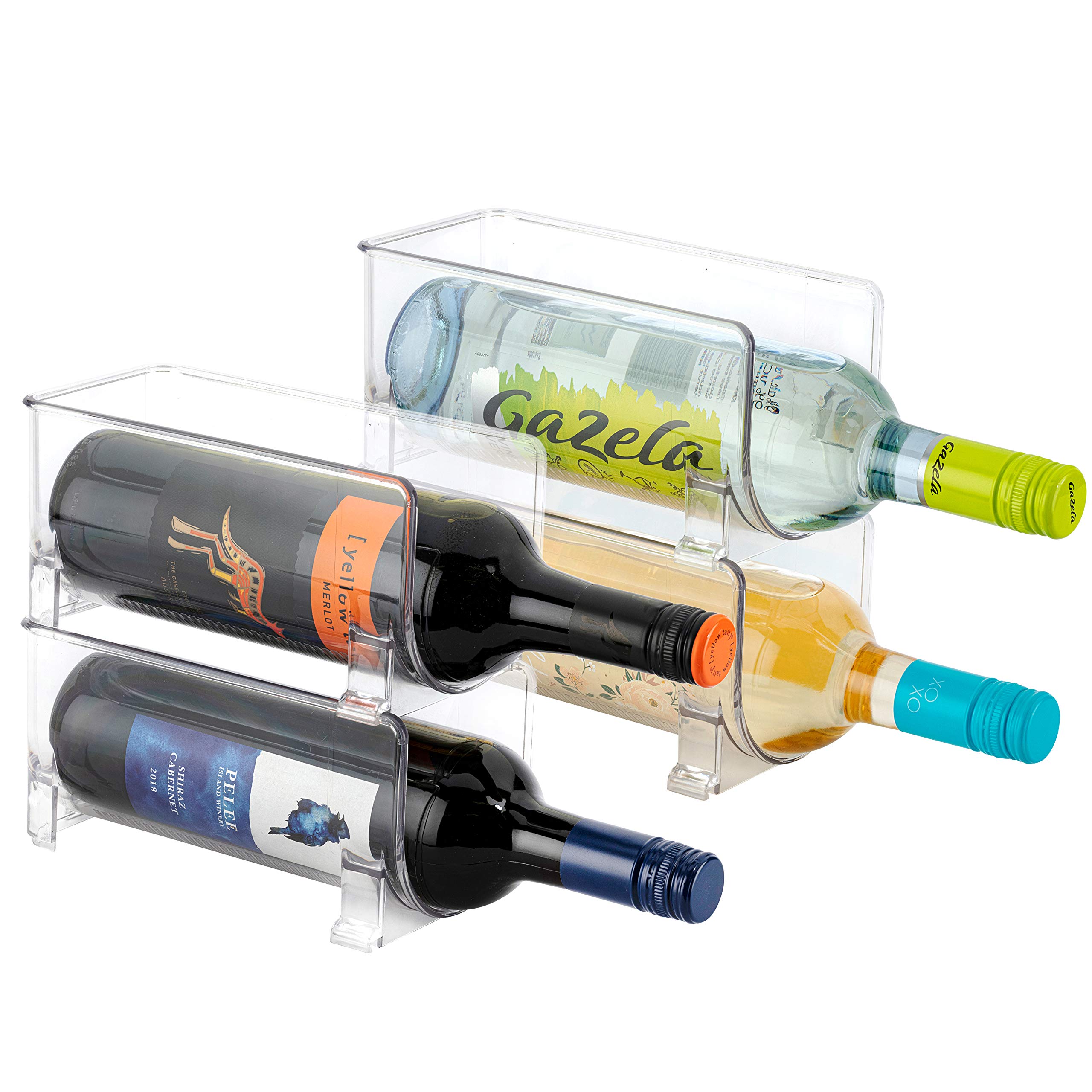 JINAMART Set of 2 Stackable Wine Storage Rack | Counter Top Wine Holder | Free Standing Organizer for Refrigerator or Kitchen Countertops (Holds 2 Bottles)