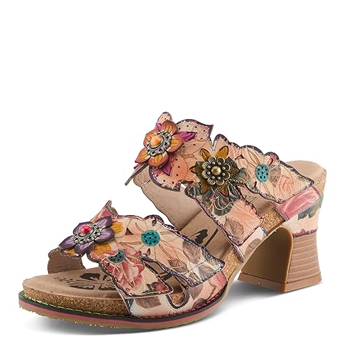 Spring Step L’Artiste Radiating Women's Sandal – Hand-Painted Floral Leather