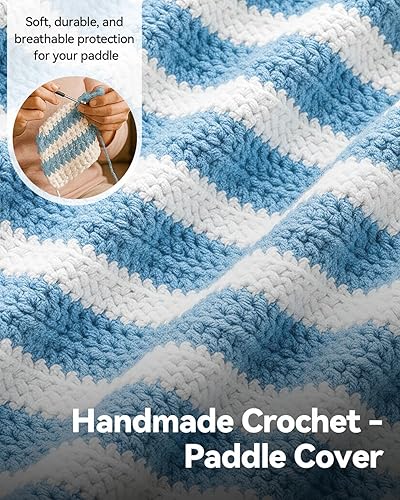 Miniatura 7 de Funda de paleta de pickleball de ganchillo para regalo, funda hecha a mano para mujeres y hombres, bonitos accesorios con bolsa de prensa, lista