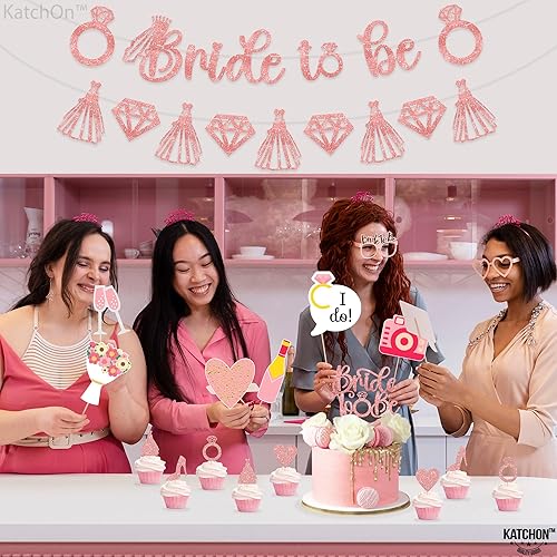 Miniatura 3 de KatchOn, Rose Gold Bachelorette Party Decorations Kit - Pack of 59  10 Feet, Rose Gold Bride To Be Banner  Bride To Be Sash and Veil  Bridal