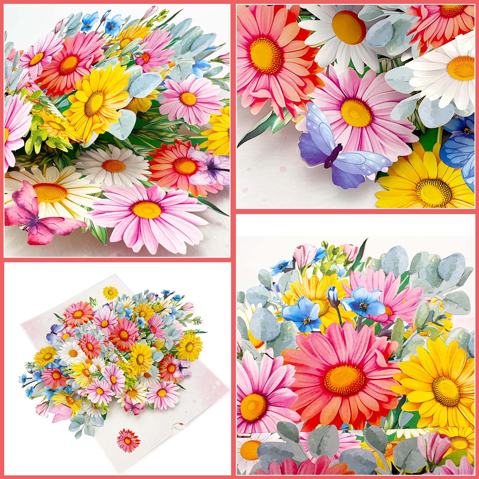 Biglietto Di Auguri Pop-Up 3D Donna - Fiore Di Loto In Carta Con Busta - Cartoncino Premium Per Compleanno, Anniversario, Festa Della Mamma - 5
