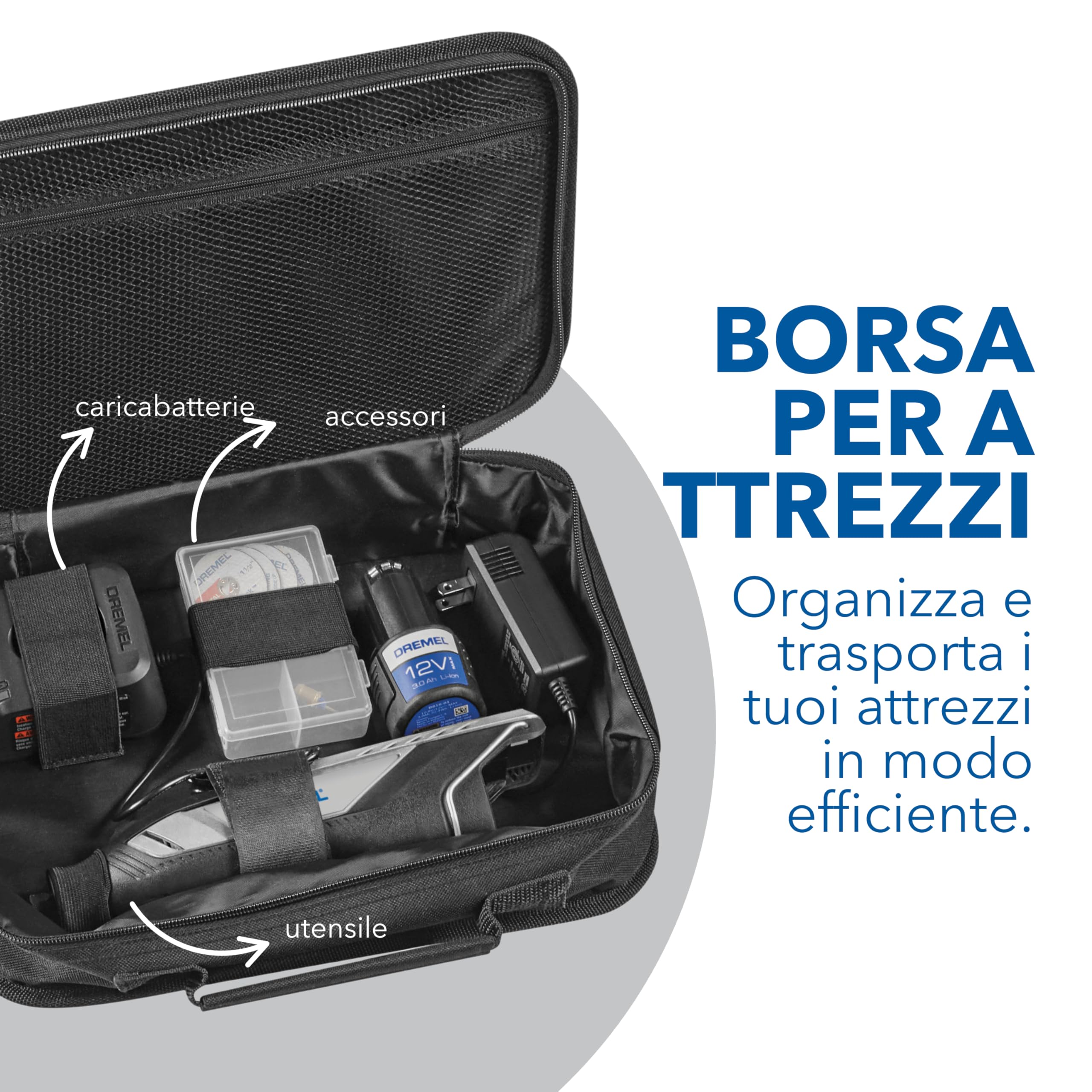 Dremel 8250 Multifunzione Rotativo Senza Fili 12V Brushless Velocità Variabile 5.000-30.000 giri/min con Borsa per Attrezzi, 5 Accessori, Batteria 2.0Ah per Smerigliatura, Foratura, Fresatura