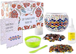 KRAFTSTORIES Turkish Mosaic DIY Candle Holder Kit - Glass Decorative Tea...
