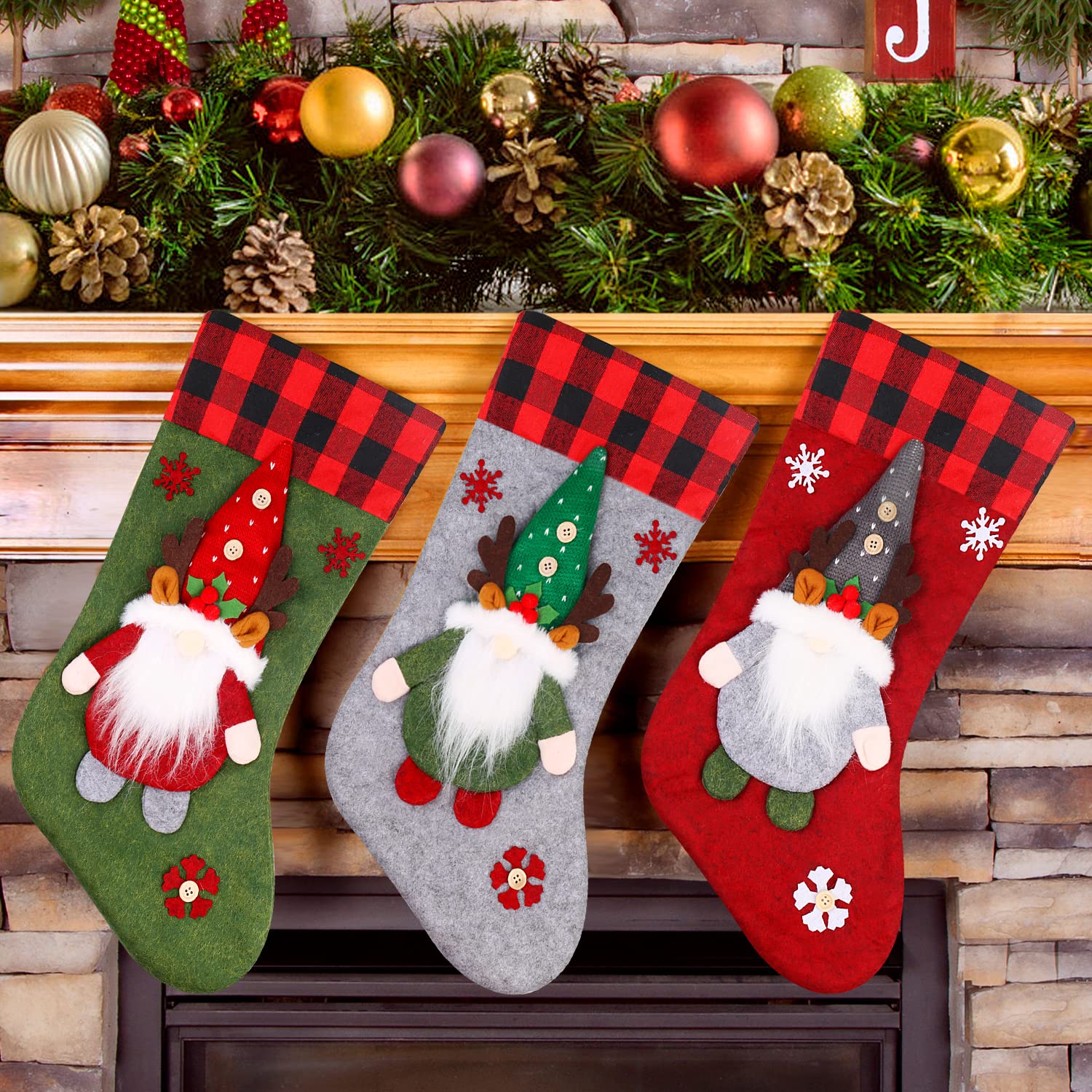 Weihnachtsstrumpf für Kamin 3 Sets