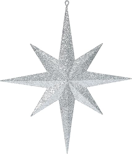 Vista 29 de Vickerman Adorno de Navidad de estrella de Belén con purpurina iridiscente de oro rosa de 8 pulgadas, 4 por caja