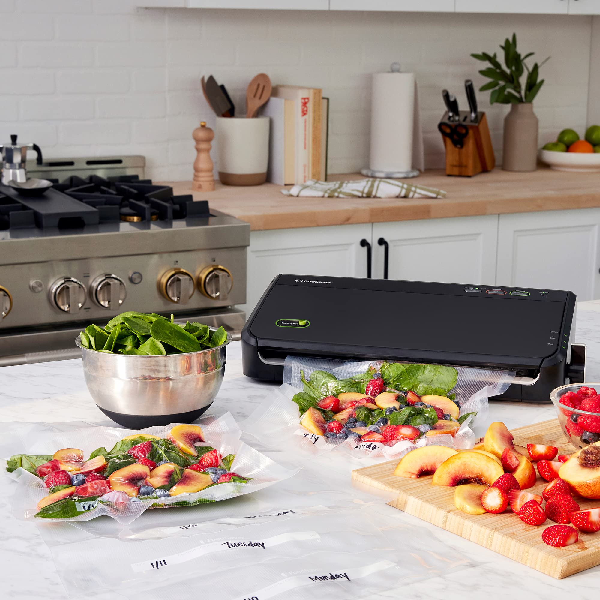 Buy FoodSaver Vacuum Sealer Machine with Automatic Bag Detection, Sealer Bags and Roll, and