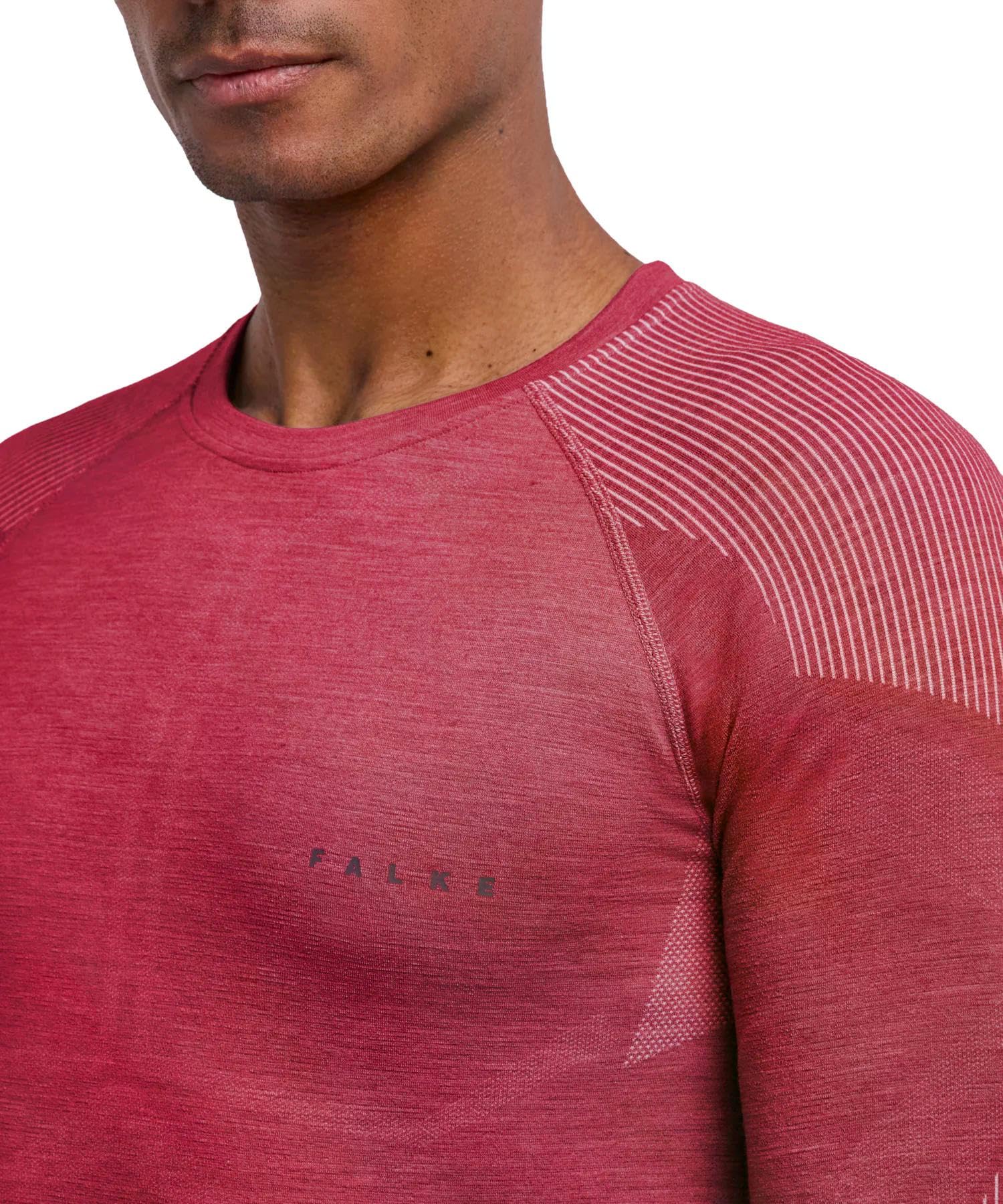 FALKE Mężczyźni Warstwa podstawowa (góra) Wool-Tech Light M L/s Sh wełna materiał funkcjonalny regulujące klimat 1 Sztuka, Czerwony Ruby 8830, L