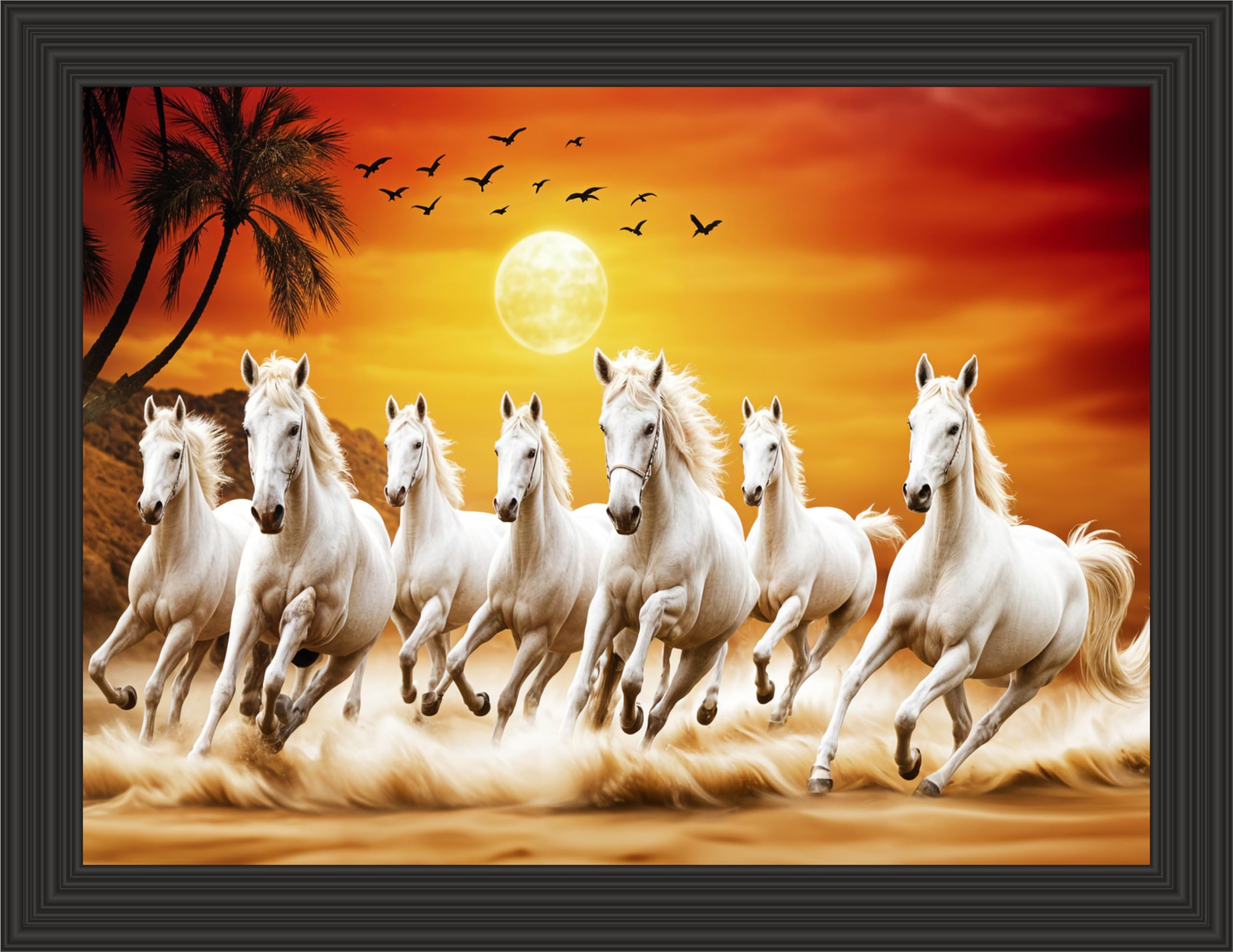 7 Running horses Vastu UV textured Digital Reprint 14 inch x 11 inch Painting (With Base Frame) (B0D6N24QQL) Amazon Price History, Amazon Price Tracker