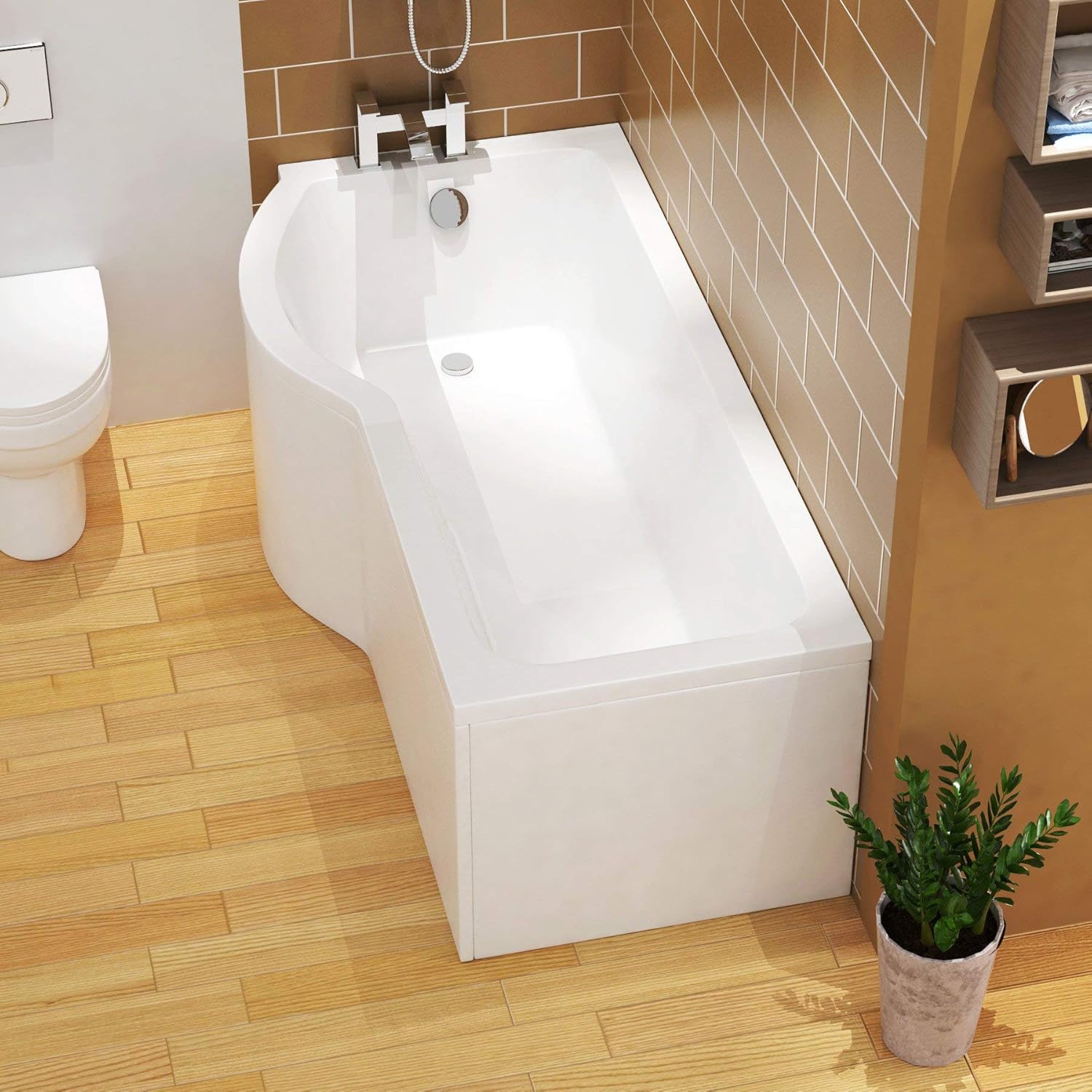 Modern Abacus 1500 x 850mm Left Hand Curved PShaped Shower Bath