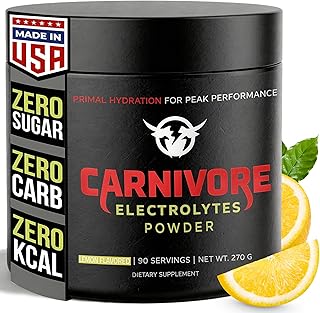 Carnivore Electrolytes Keto Electrolytes Powder - Premium Hydration for Balanced Support and Optimal Energy - Zero Sugar, Zero Calorie Electrolyte Powder for Daily Use - 90 Servings (Lemon Flavored)